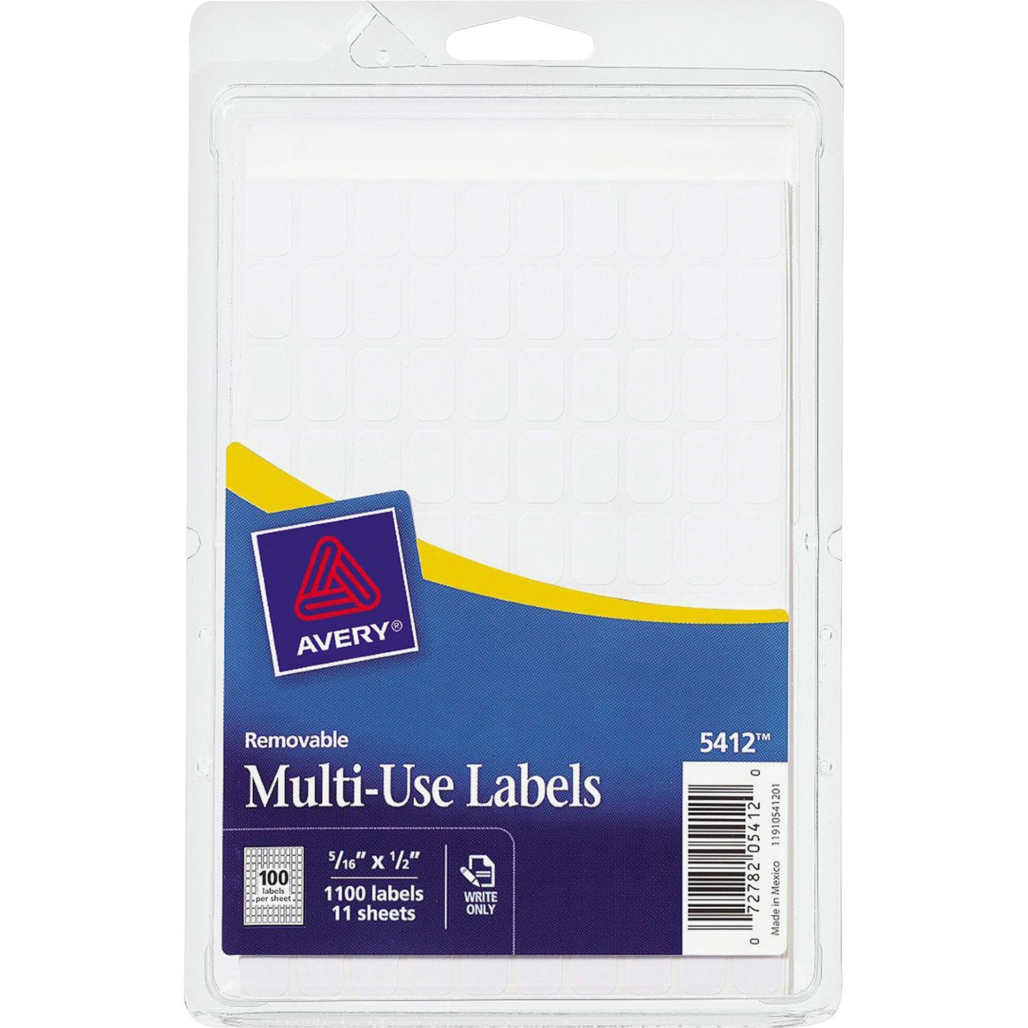 Avery Removable ID Labels - 5/16" Width x 1/2" Length - Removable Adhesive - Rectangle - White - Paper - 1000 / Pack - Self-adhesive