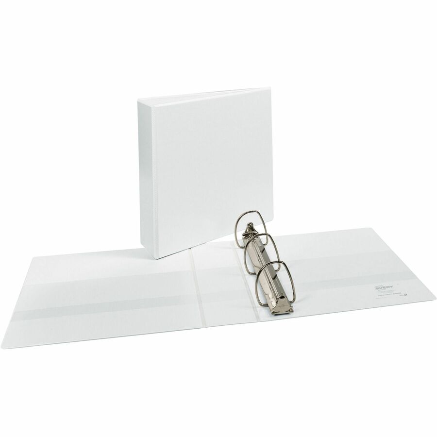 Avery Durable View Binder - EZD Rings - 3" Binder Capacity - Letter - 8 1/2" x 11" Sheet Size - 670 Sheet Capacity - 3 x D-Ring Fastener(s) - 4 Internal Pocket(s) - Poly - White - Recycled - Easy Insert Spine, Exposed Rivet, Gap-free Ring, Stack -