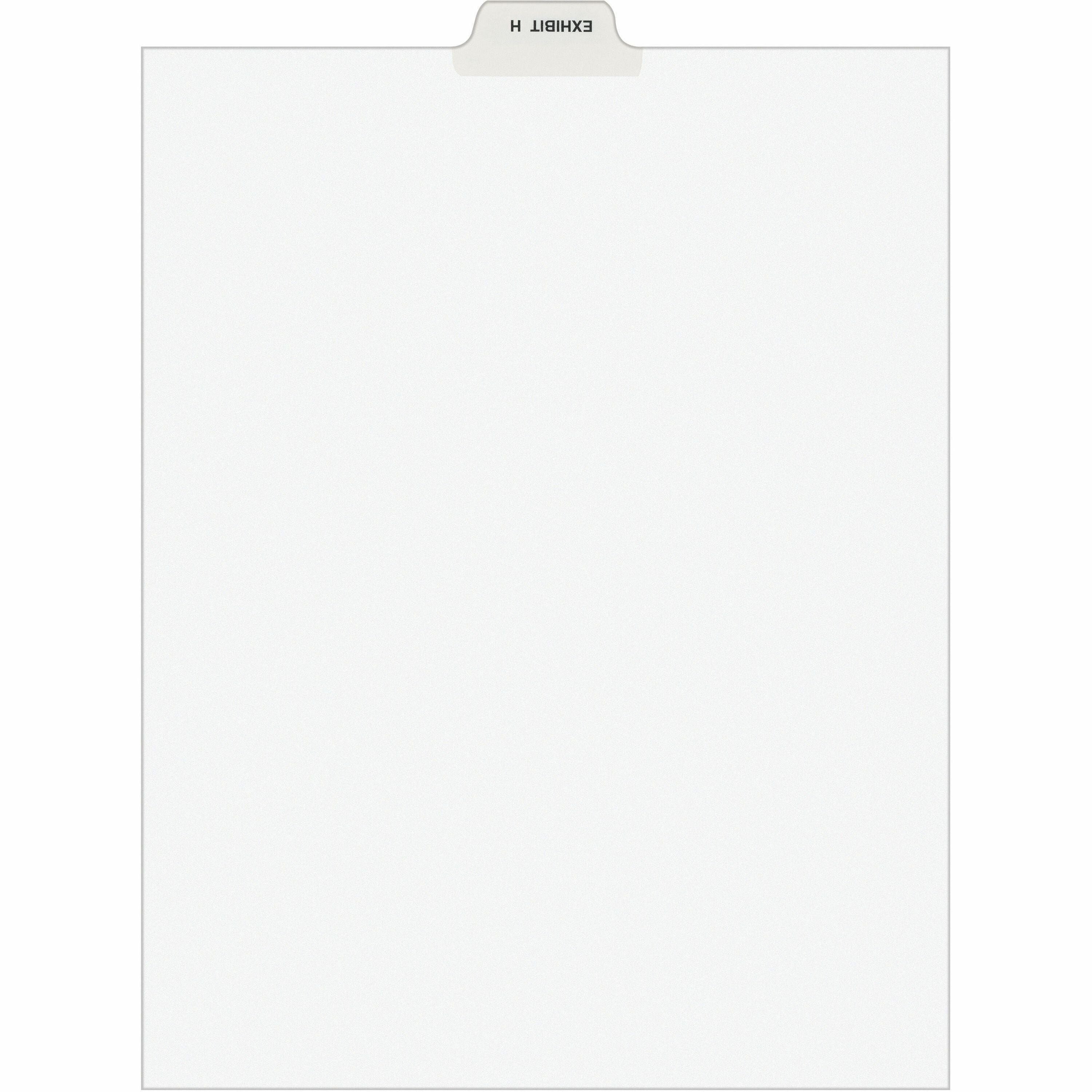 Avery Individual Bottom Tab Legal Dividers - 25 x Divider(s) - Bottom Tab(s) - Exhibit H - 1 Tab(s)/Set - 8.5" Divider Width x 11" Divider Length - Letter - 8.50" Width x 11" Length - White Paper Divider - Recycled - 1 -