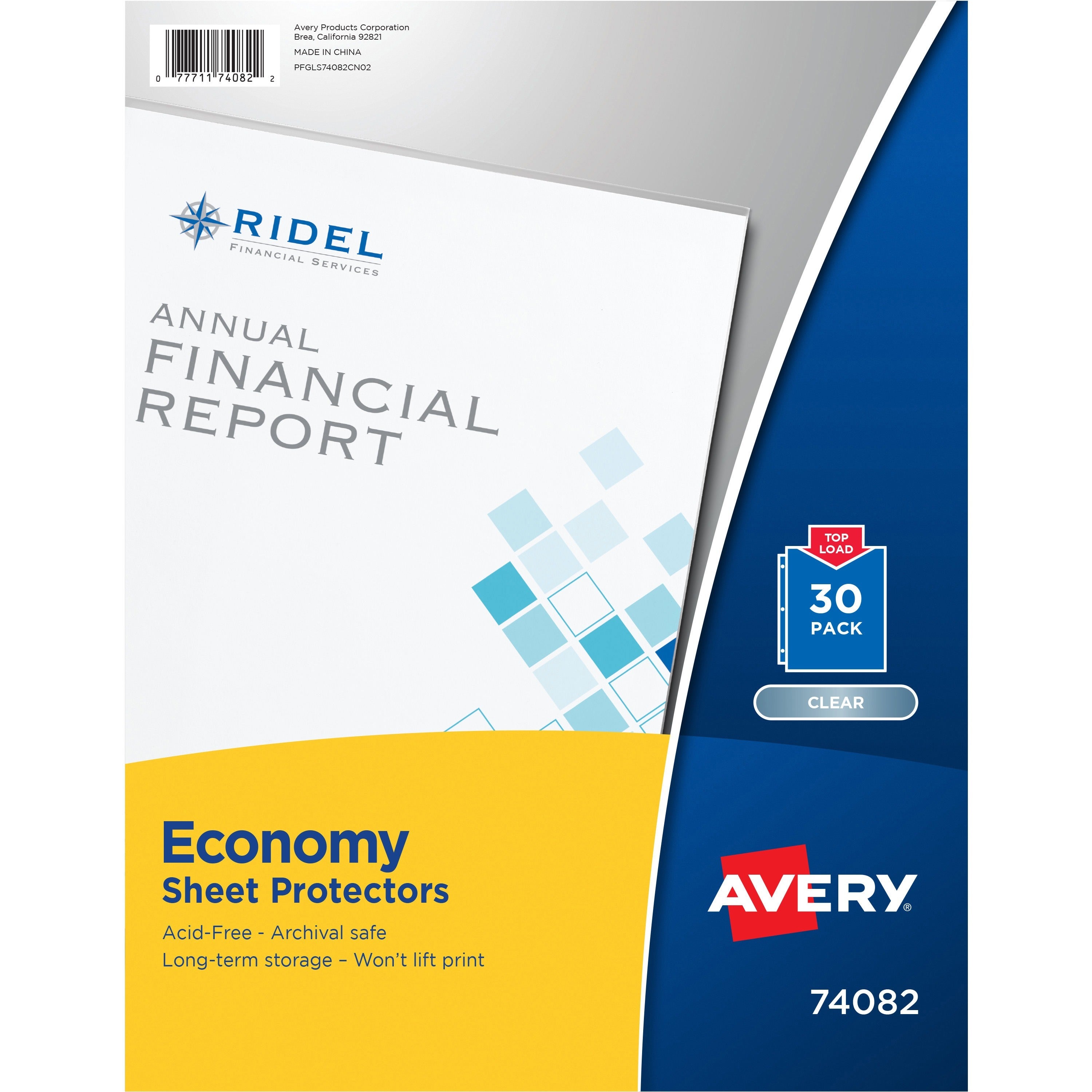 Avery Economy-Weight Sheet Protectors - For Letter 8 1/2" x 11" Sheet - Clear - Polypropylene - 30 / Pack -