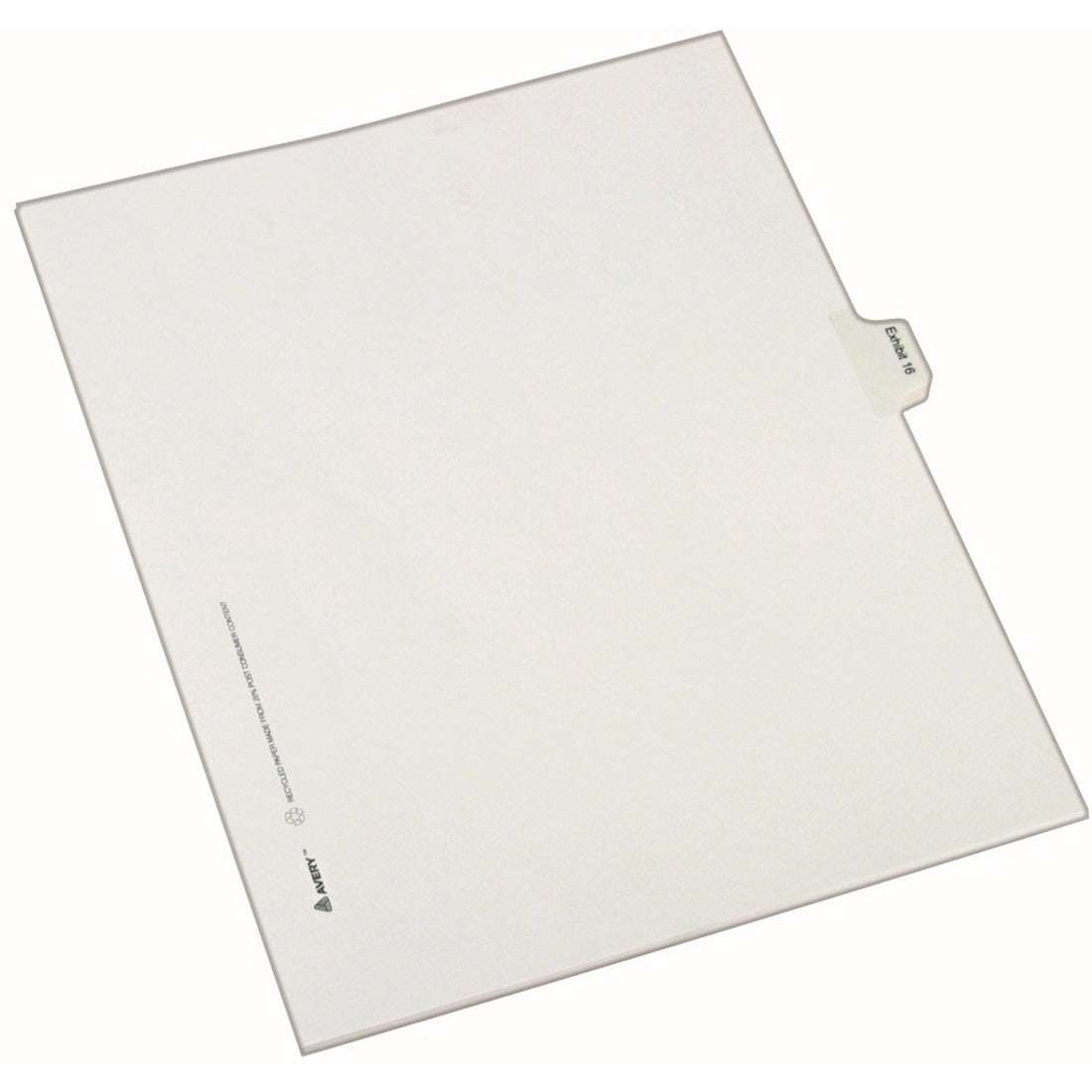 Avery Index Divider - 25 x Divider(s) - Side Tab(s) - Exhibit 16 - 1 Tab(s)/Set - 8.5" Divider Width x 11" Divider Length - Legal - 8.50" Width x 11" Length - White Paper Divider - Recycled - 1 -