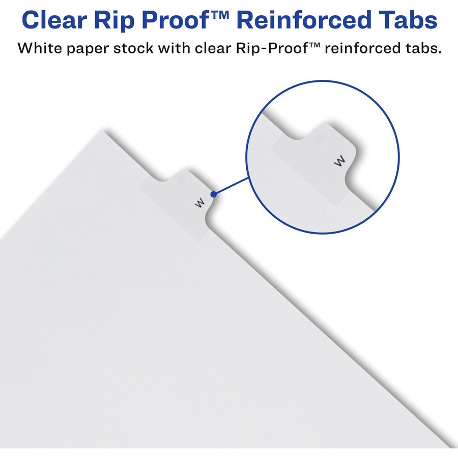 Avery Side Tab Individual Legal Dividers - 25 x Divider(s) - Side Tab(s) - Y - 1 Tab(s)/Set - 8.5" Divider Width x 11" Divider Length - Letter - 8.50" Width x 11" Length - White Paper Divider - Recycled - 1 -