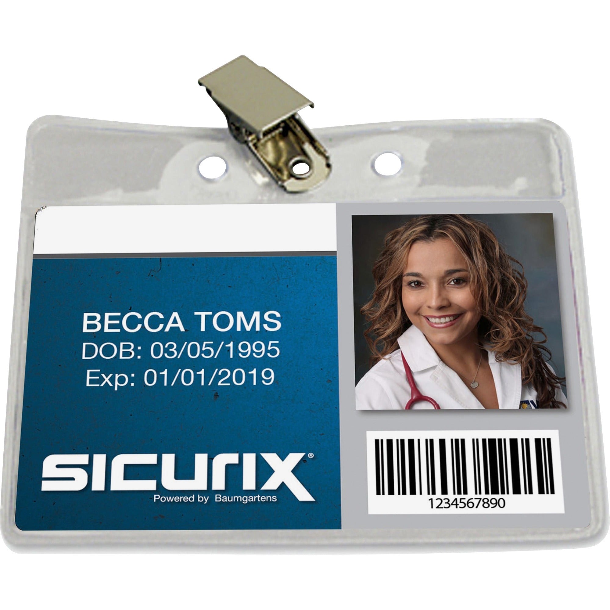Baumgartens Horizontal Badge Holder with Clip, Sold as 1 Package, 50 Each per Package - 1