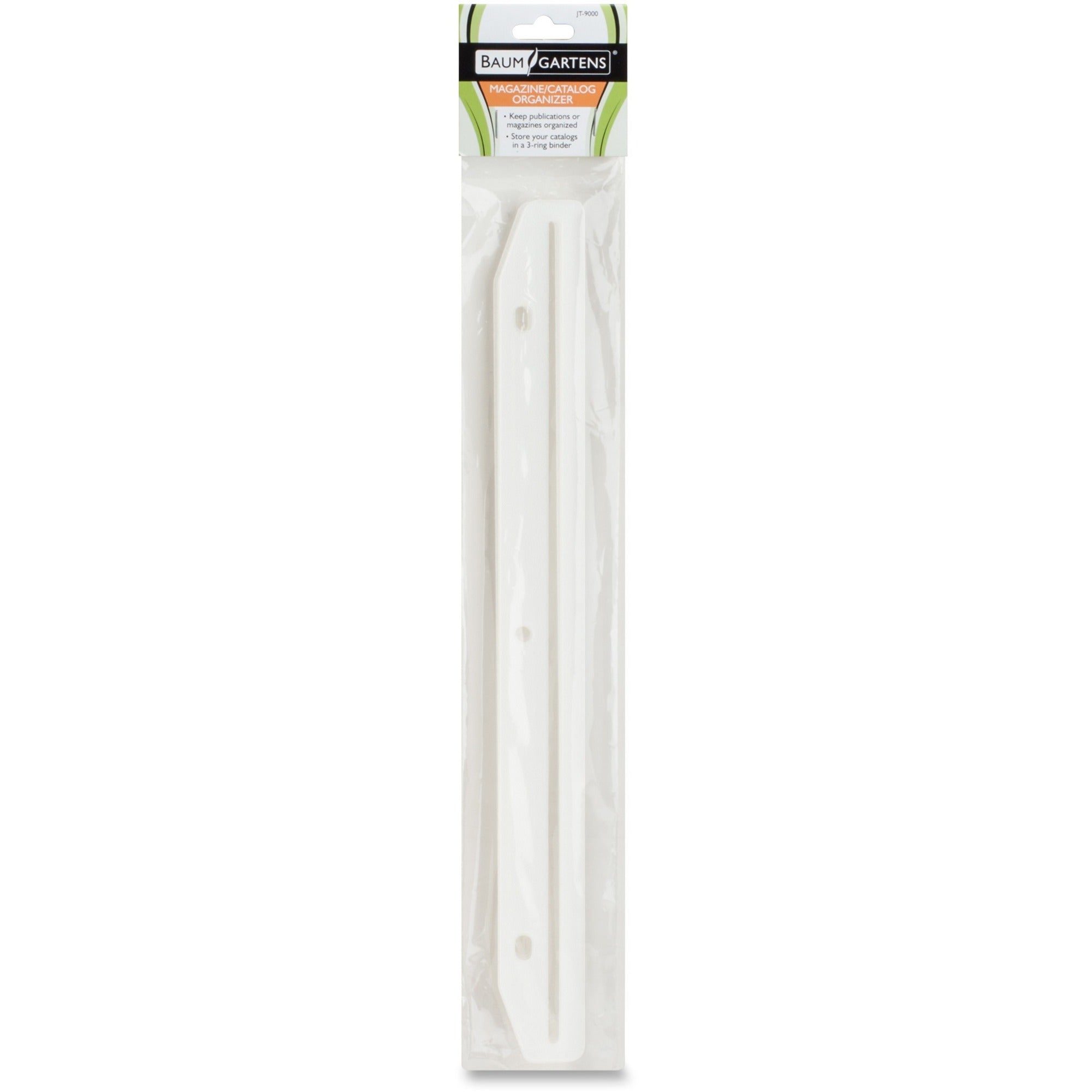 Baumgartens Magazine/Catalog Organizer Strips - 11.6" Length - 3 x Holes - Ring Binder - Clear - 12 / Pack -
