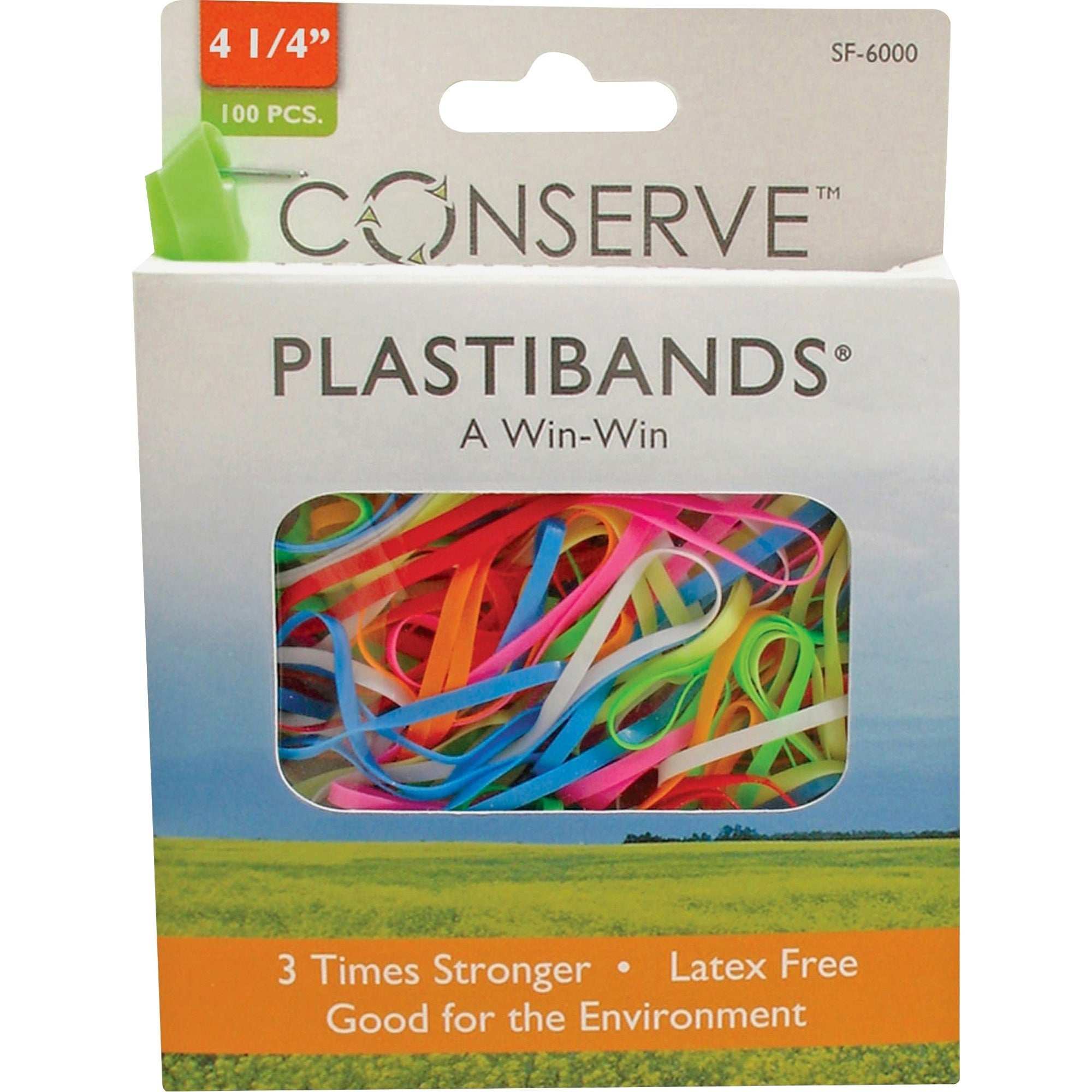 Conserve Plastibands - 4.3" Length - Latex-free - 100 / Box - Polyurethane - Assorted -