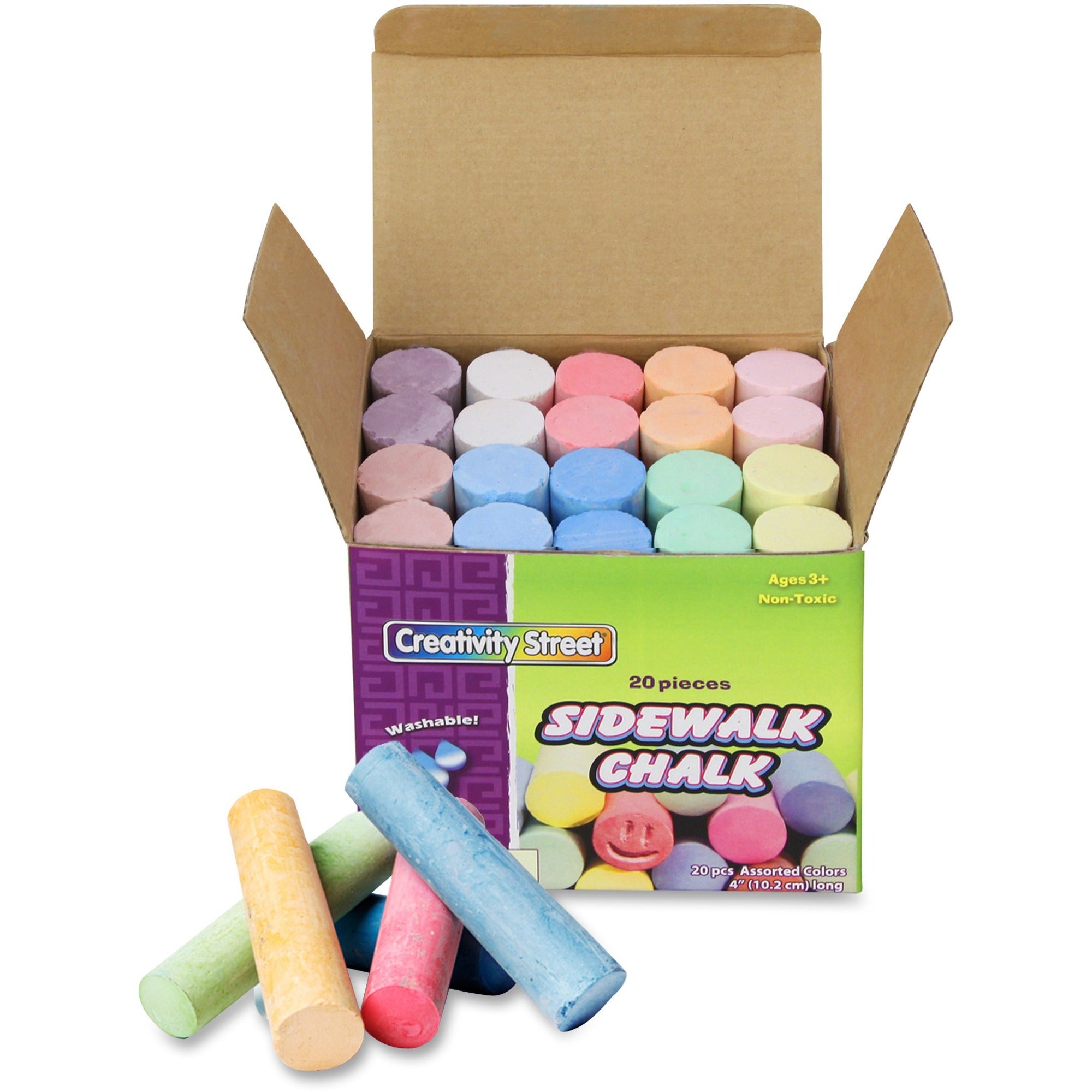 creativity-street-tub-of-sidewalk-chalk-4-length-1-diameter-assorted-20-box-washable-non-toxic_pac1700 - 1