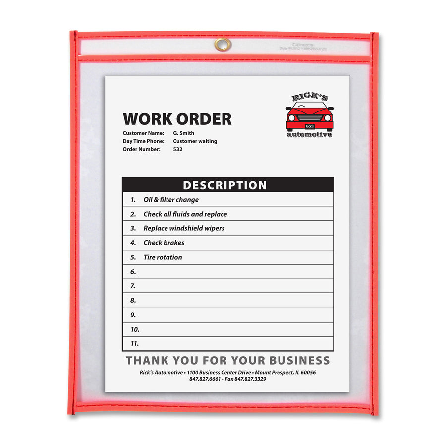 C-Line Neon Shop Ticket Holders, Stitched - Orange, Both Sides Clear, 9 x 12, 15EA/BX, 43912 -