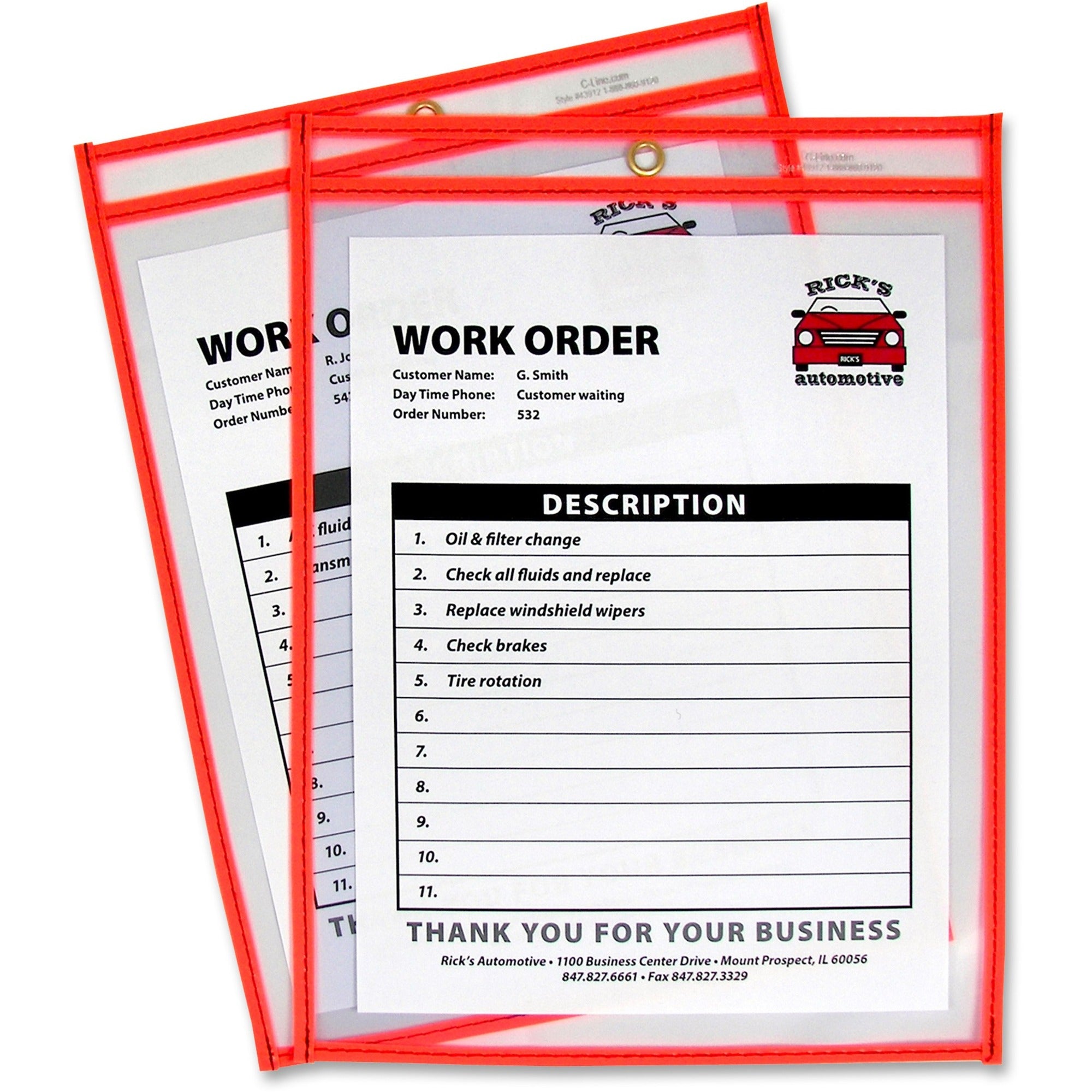 C-Line Neon Shop Ticket Holders, Stitched - Orange, Both Sides Clear, 9 x 12, 15EA/BX, 43912 -