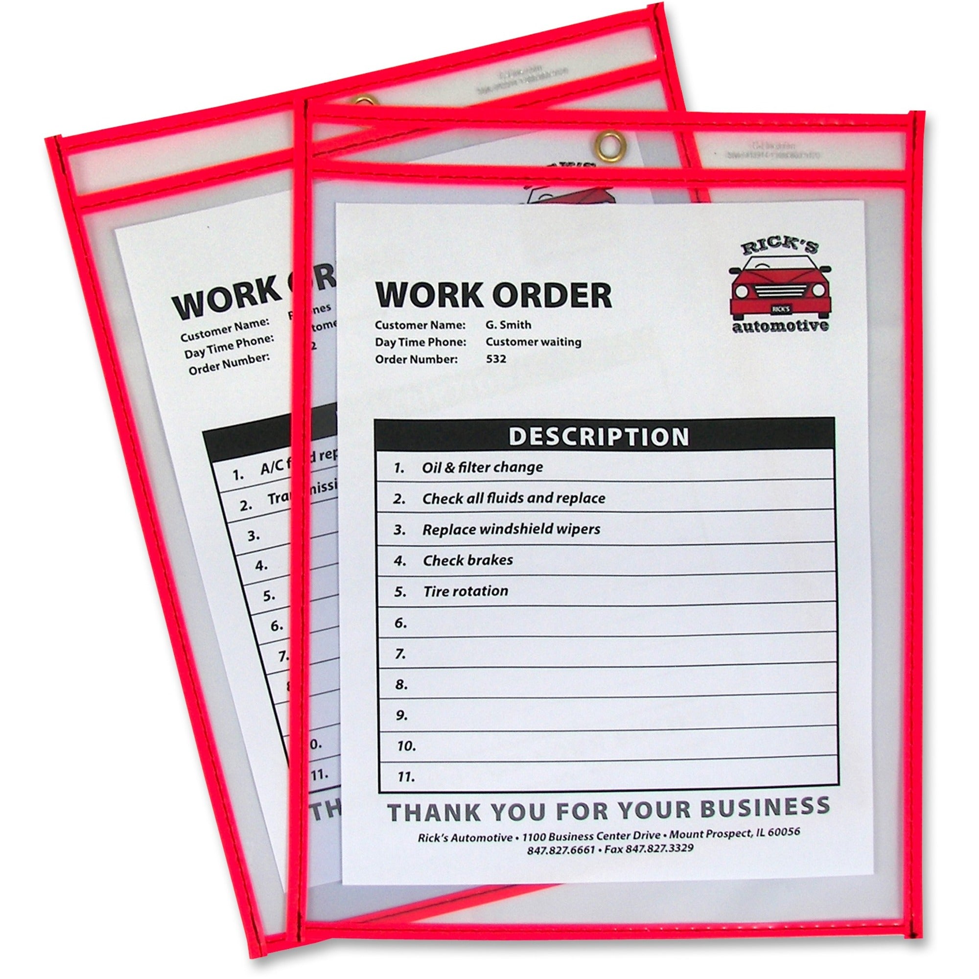 C-Line Neon Shop Ticket Holders, Stitched - Red, Both Sides Clear, 9" x 12" , 1 Each/Box, 43914 -
