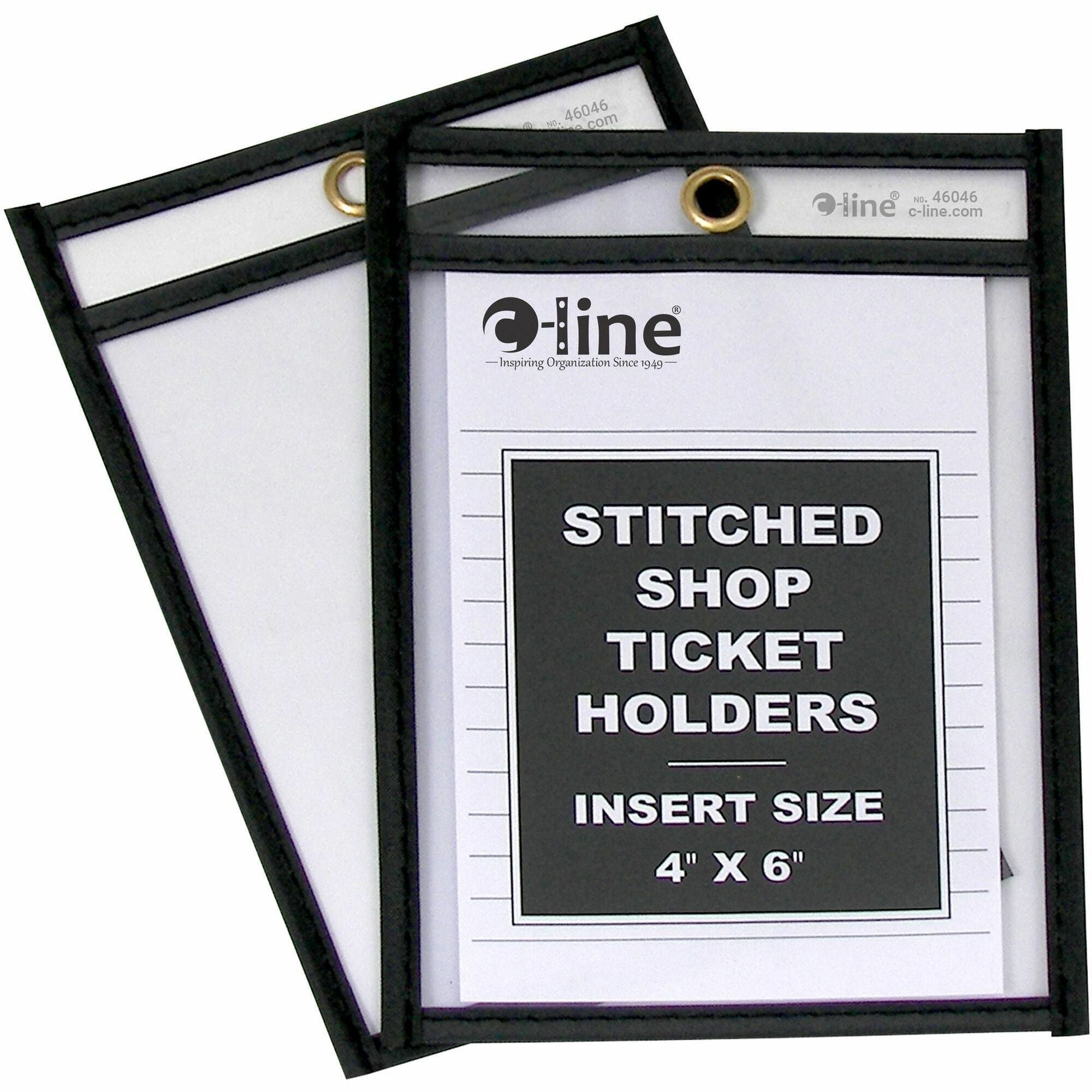 C-Line Shop Ticket Holders, Stitched - Both Sides Clear, 4 x 6, 25/BX, 46046 -