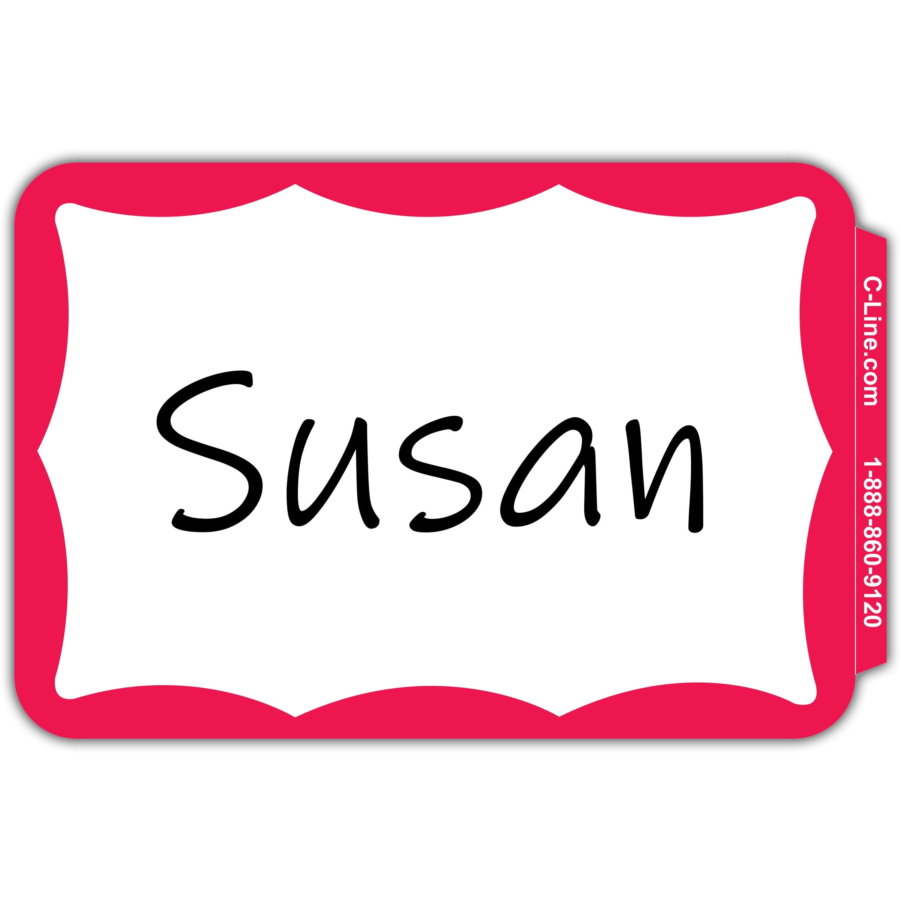 c-line-self-adhesive-name-tags-red-border-peel-&-stick-3-1-2-x-2-1-4-100-bx-92264_cli92264 - 1