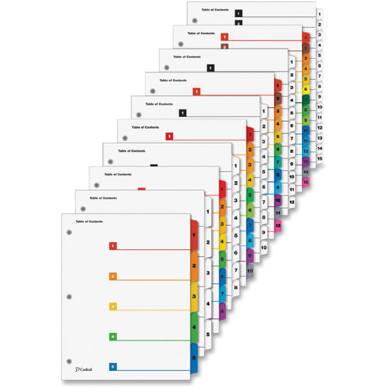 Cardinal OneStep Numbered Index System - 8 x Divider(s) - Printed Tab(s) - Digit - 1-8 - 8 Tab(s)/Set - 9" Divider Width x 11" Divider Length - Letter - 8.50" Width x 11" Length - 3 Hole Punched - White Paper Divider - White Mylar Tab(s) - Reinforced -