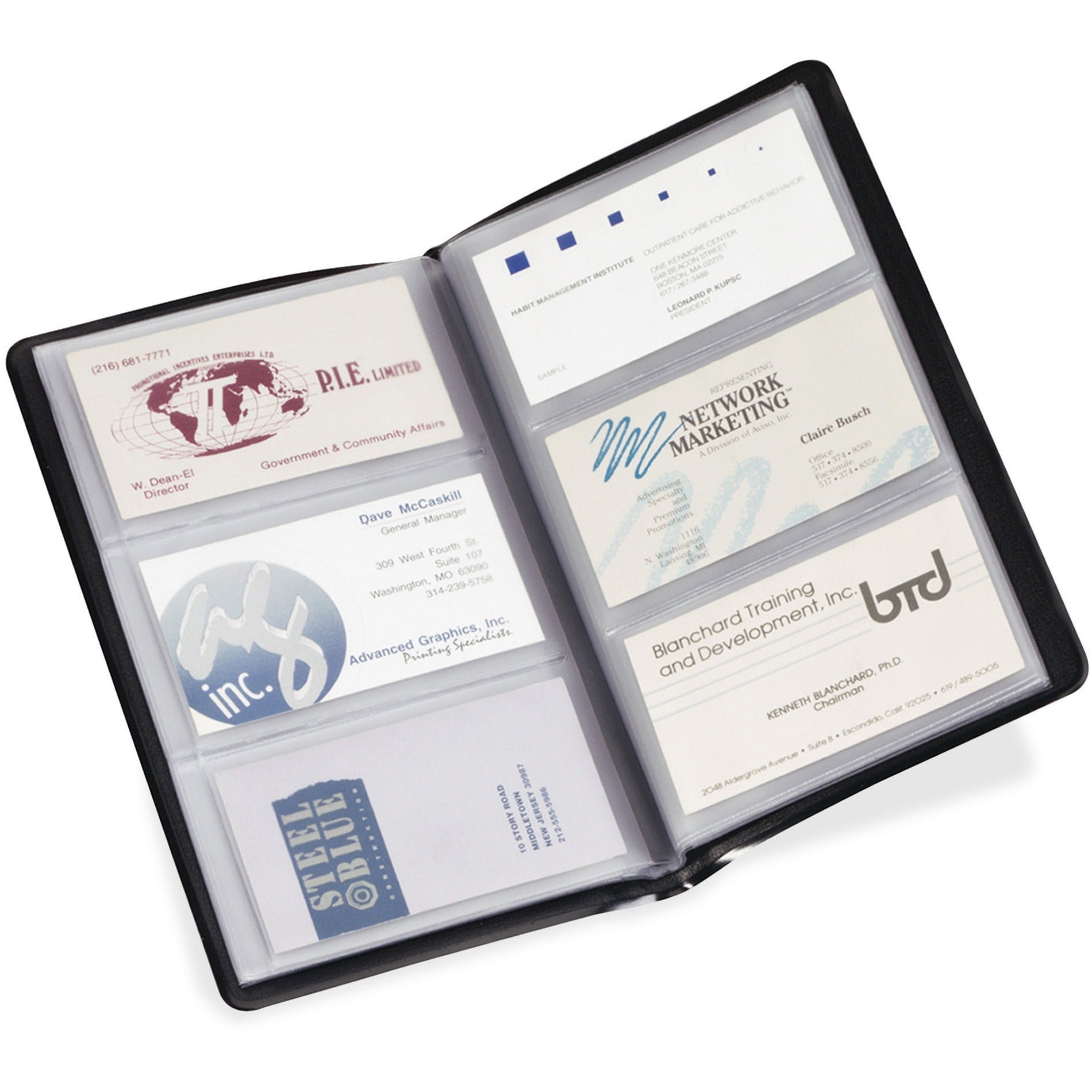Cardinal Business Card File - 72 Capacity - 4.38" Width x 7.75" Length - Black Vinyl Cover -