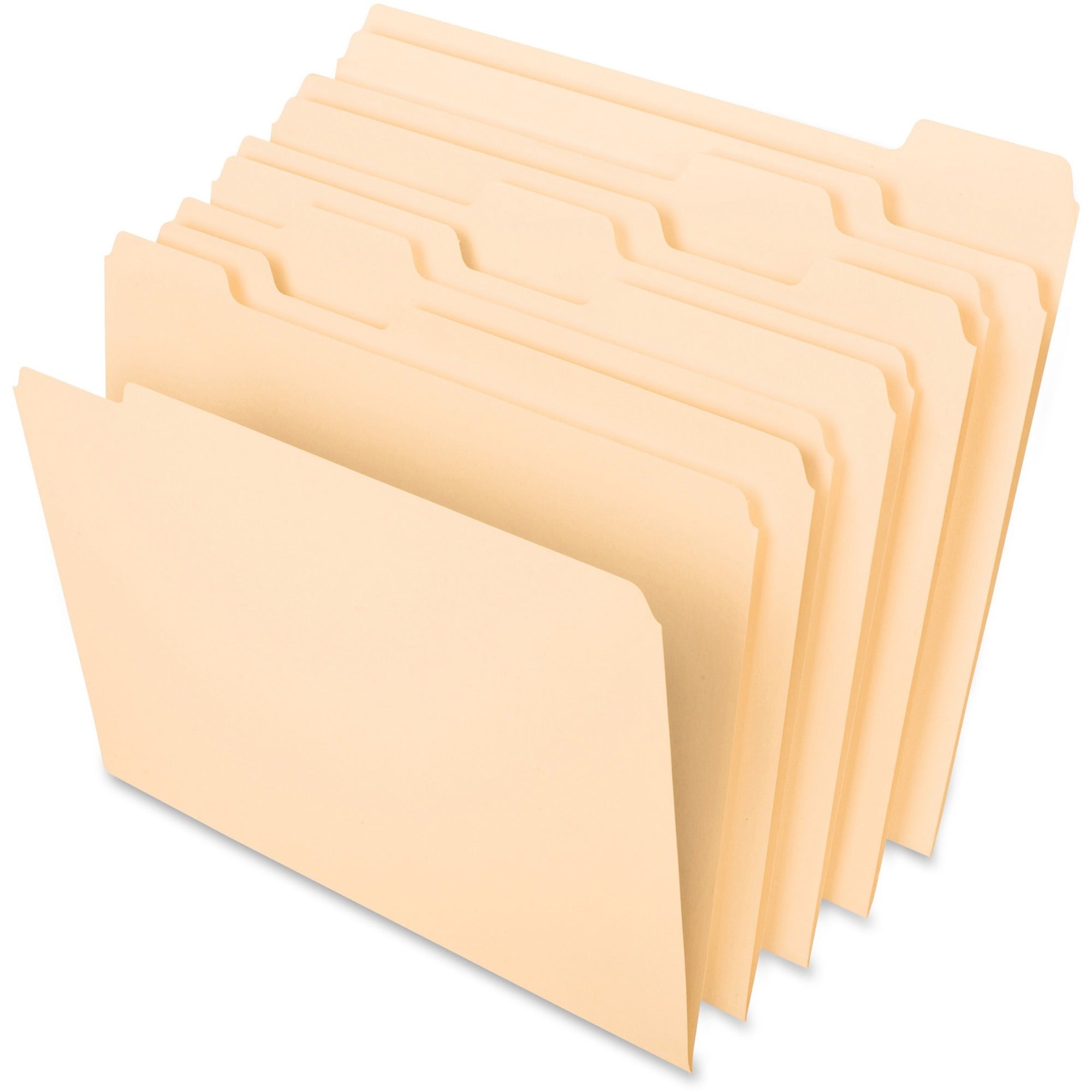 Pendaflex Essentials 1/5 Tab Cut Letter Recycled Top Tab File Folder - 8 1/2" x 11" - 3/4" Expansion - Top Tab Location - Assorted Position Tab Position - Manila - Manila - 10% Recycled - 100 / Box -