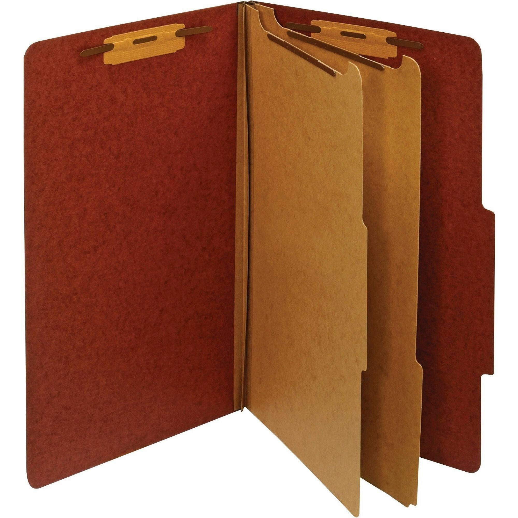 Pendaflex Legal Recycled Classification Folder - 8 1/2" x 14" - 1" Fastener Capacity for Folder - 2 Divider(s) - Pressboard, Tyvek - Red - 60% Recycled - 1 Each -
