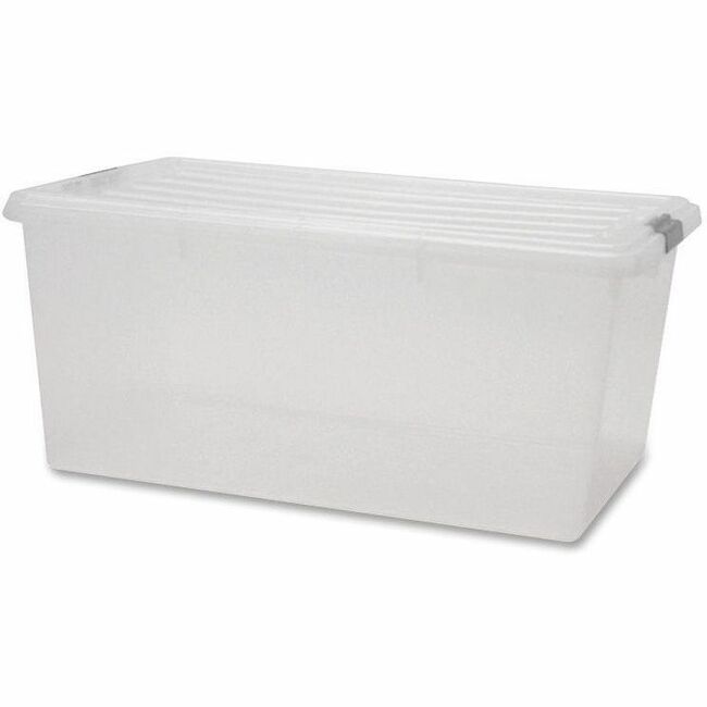 IRIS Clear Storage Boxes with Lids - External Dimensions: 17.5" Width x 26.1" Depth x 11.9" Height - 17 gal - Stackable - Polypropylene - Clear - For Multipurpose - 5 / Carton -