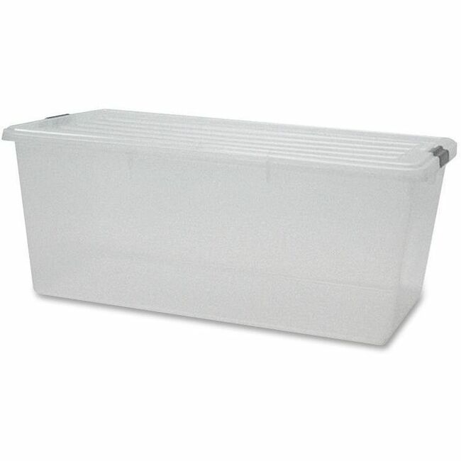 IRIS Clear Storage Boxes with Lids - External Dimensions: 31.5" Width x 17.8" Depth x 13" Height - 22.75 gal - Stackable - Polypropylene - Clear - For Multipurpose - 4 / Carton -