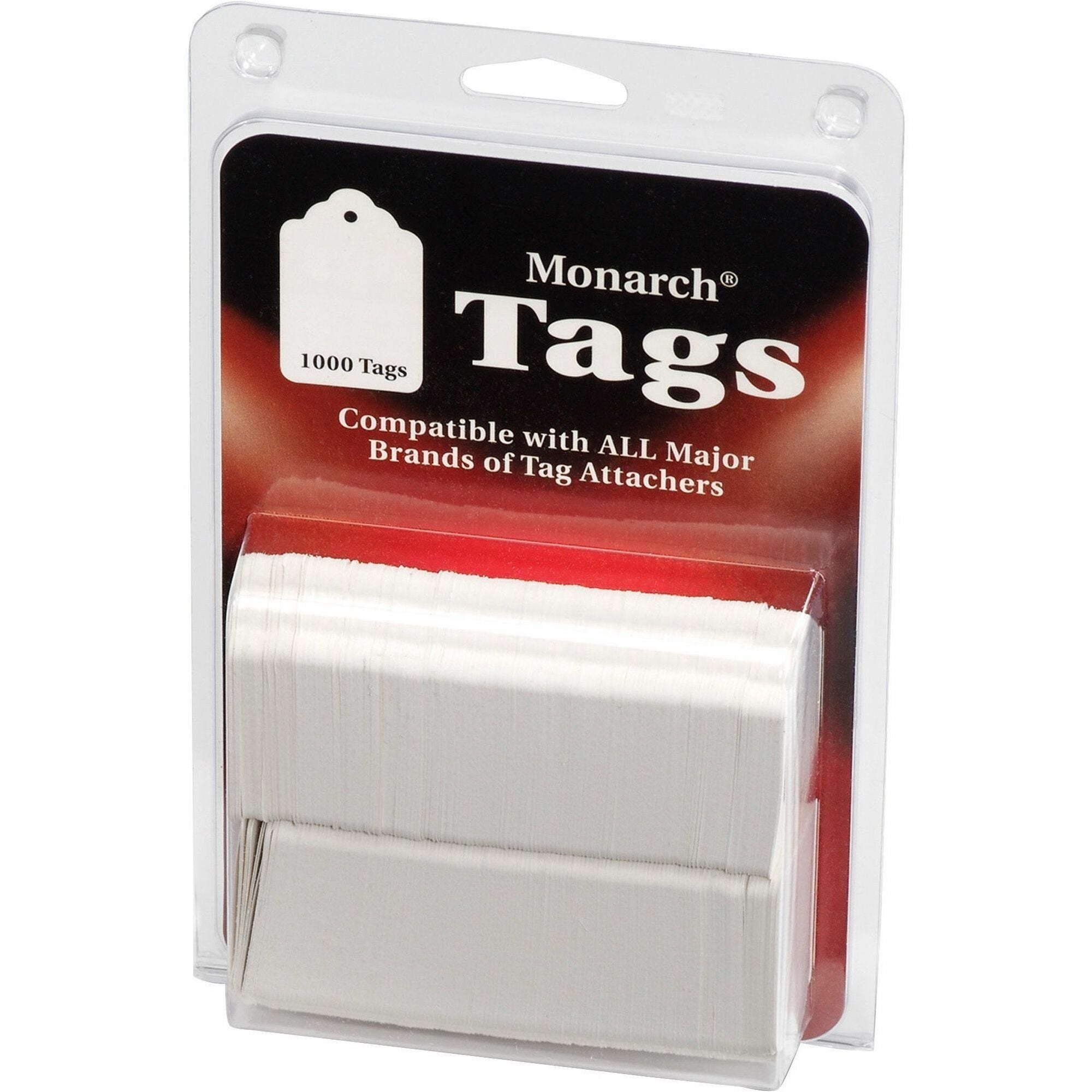 Monarch Stringless White Tags - 1.13" Length x 1.75" Width - Rectangular - 1000 / Pack - Paper - White -
