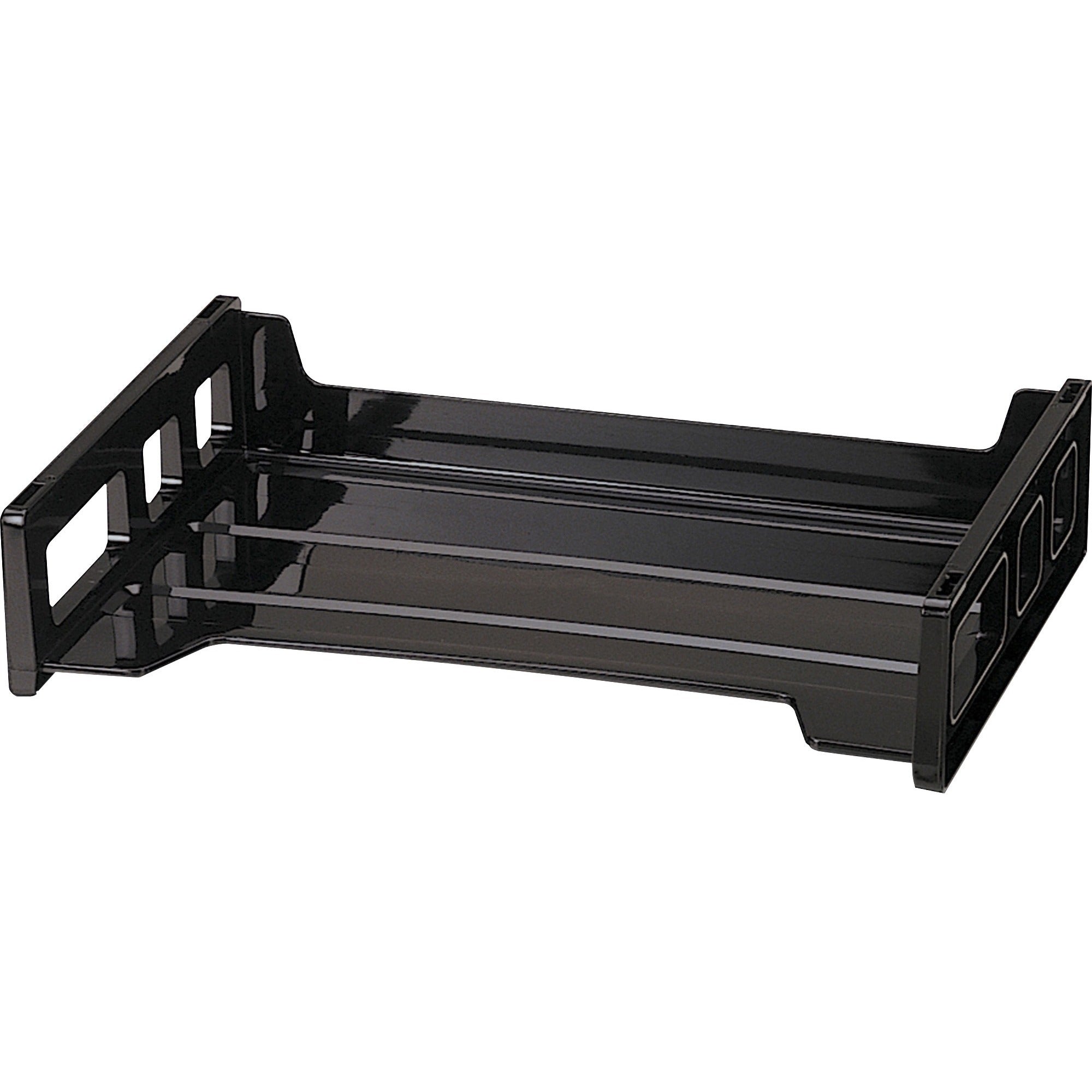 Officemate Side-Loading Desk Tray - 2.8" Height x 13.2" Width x 9" DepthDesktop - Stackable, Durable, Non-stick, Portable, Carrying Handle - Black - 1 Each -