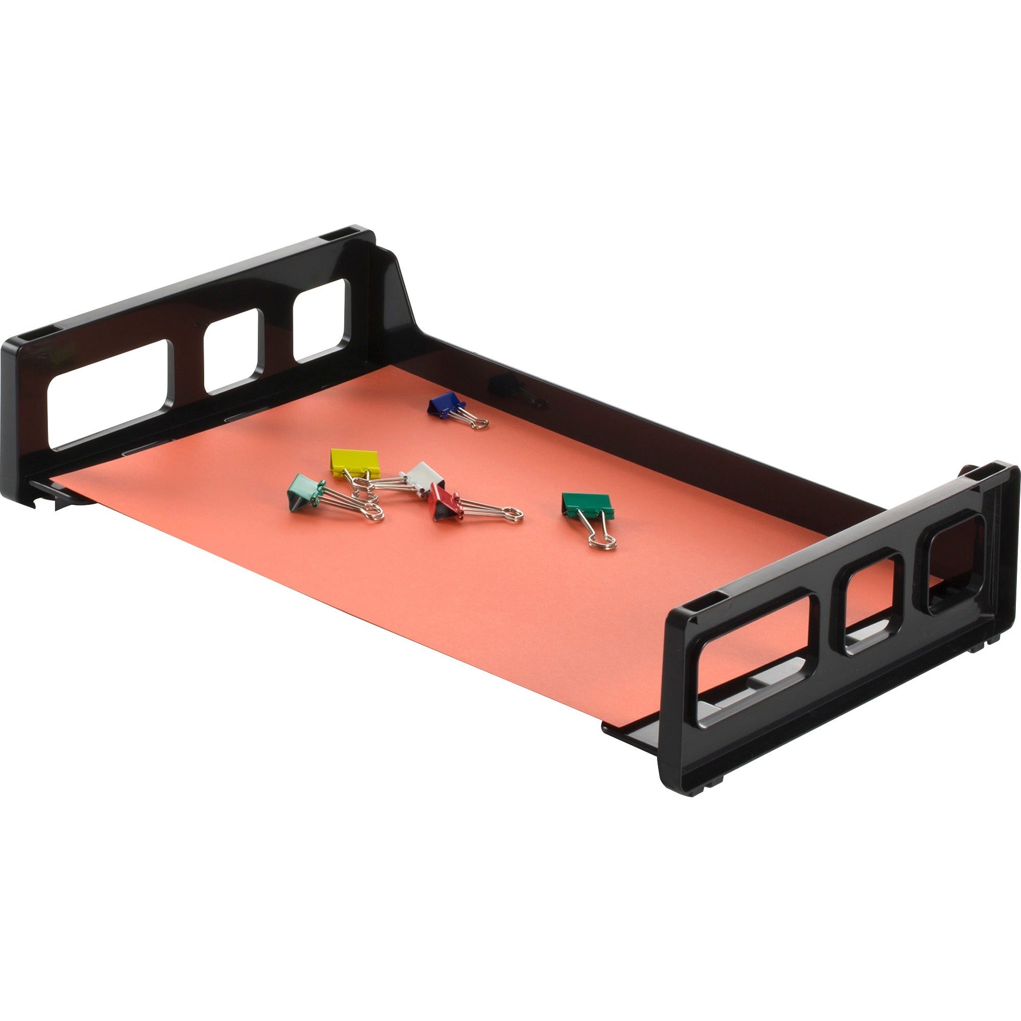 Officemate Side-Loading Desk Tray - 2.8" Height x 13.2" Width x 9" DepthDesktop - Stackable, Durable, Non-stick, Portable, Carrying Handle - Black - 1 Each -