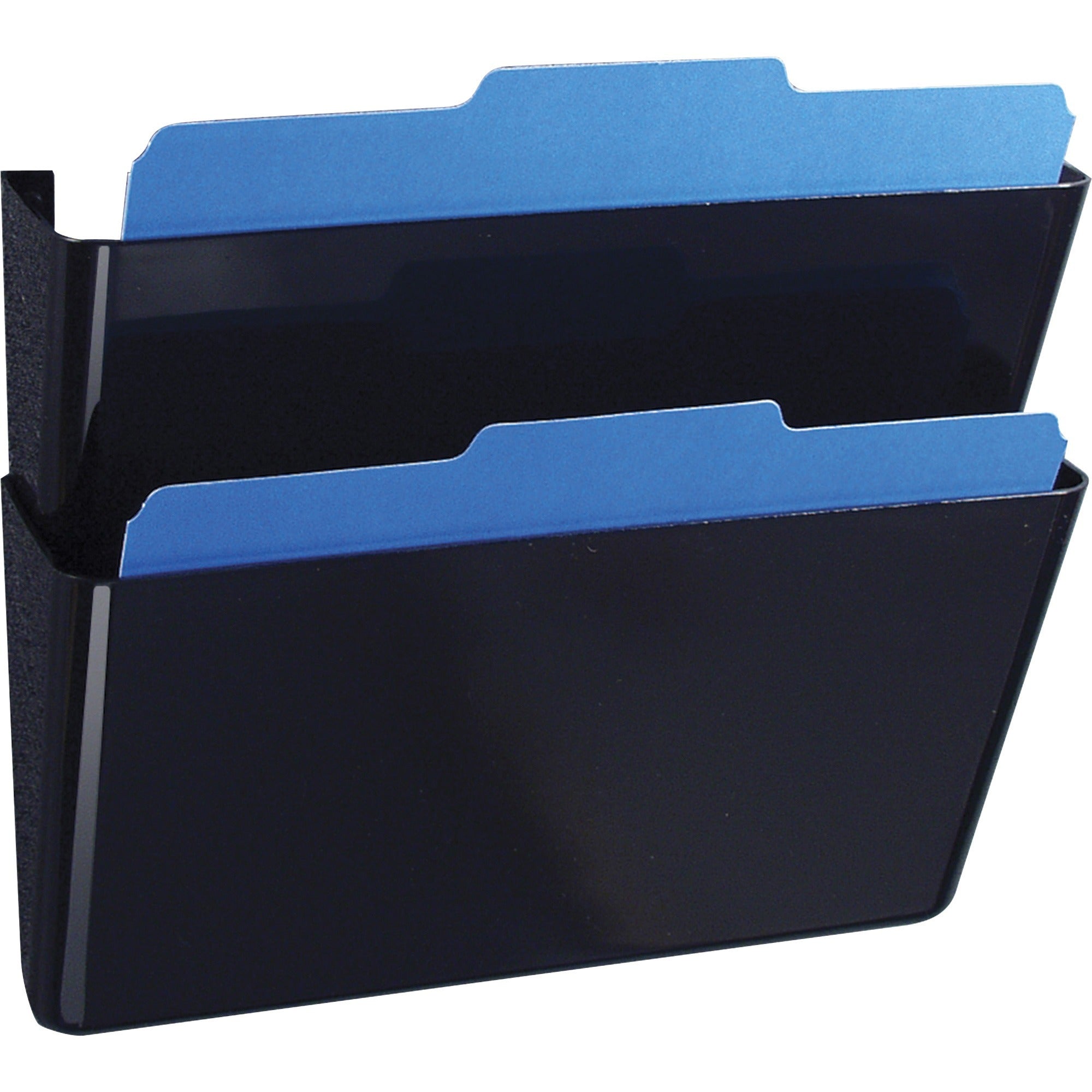 Officemate Mountable Wall File - 7" Height x 13" Width x 4.1" Depth - Black - Plastic - 2 / Box -