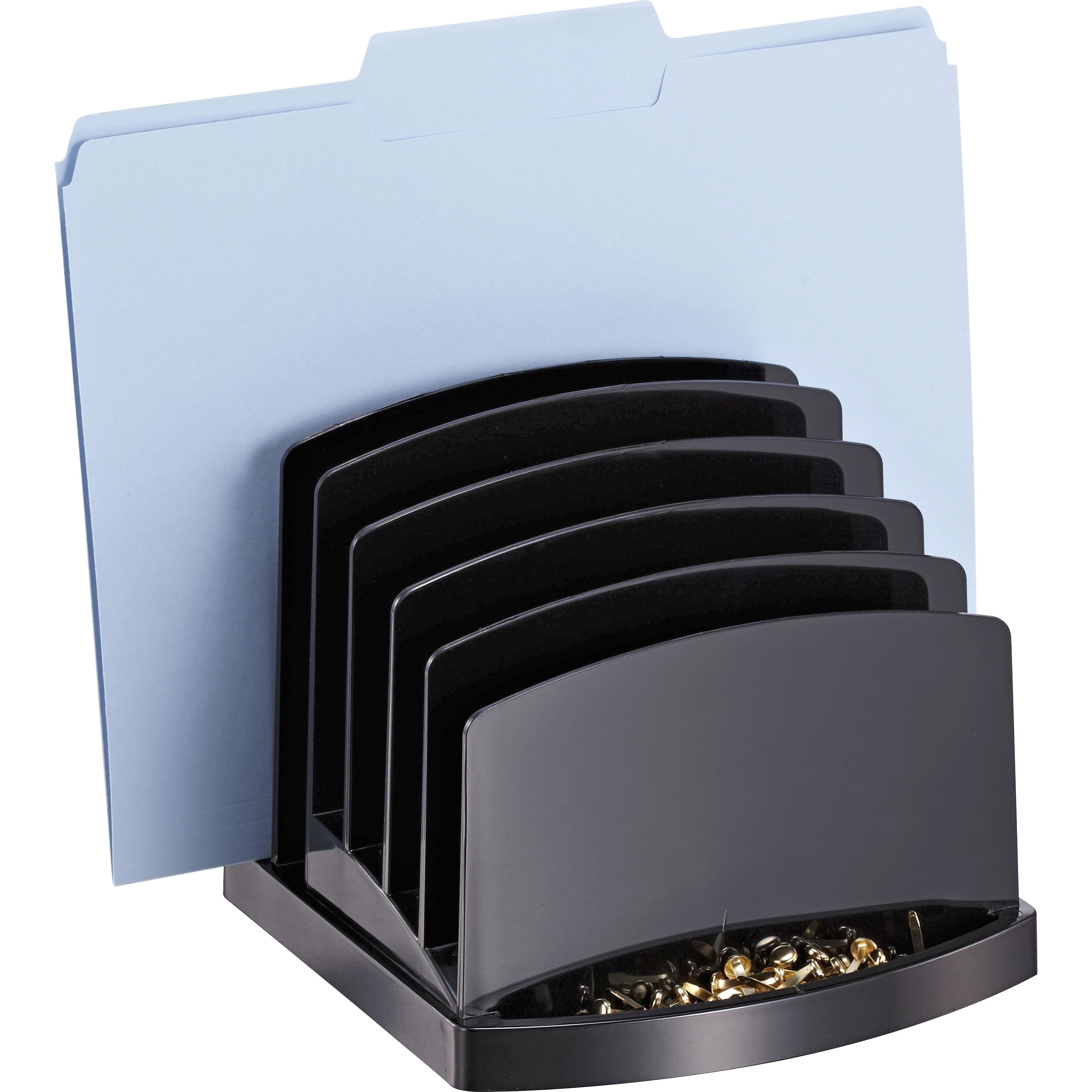 Officemate 2200 Series Incline Sorter - 6 Compartment(s) - 6.4" Height x 7.5" Width x 7.5" DepthDesktop - Black - Plastic - 1 Each -