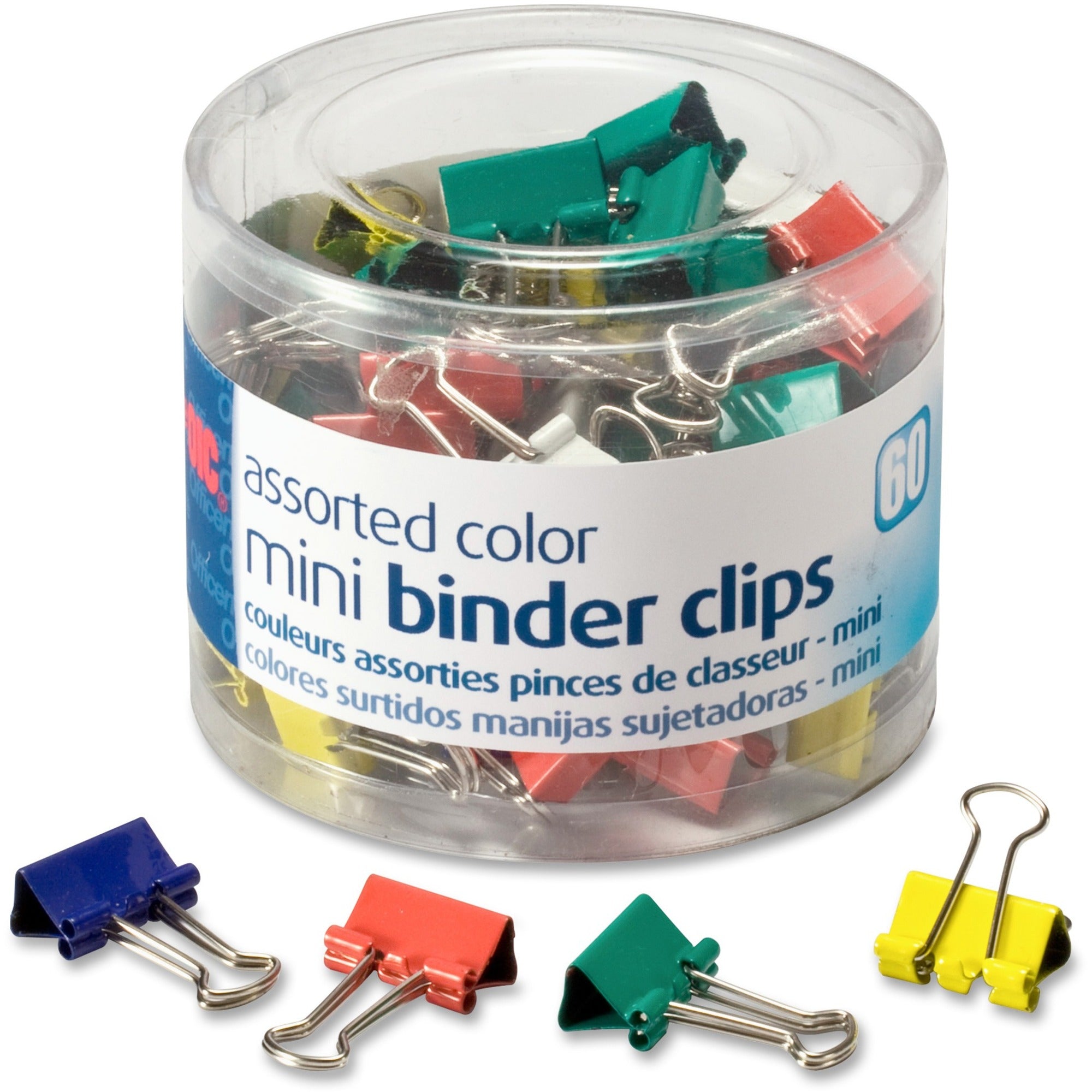officemate-binder-clips-mini-025-size-capacity-60-pack-assorted-metal_oic31024 - 1
