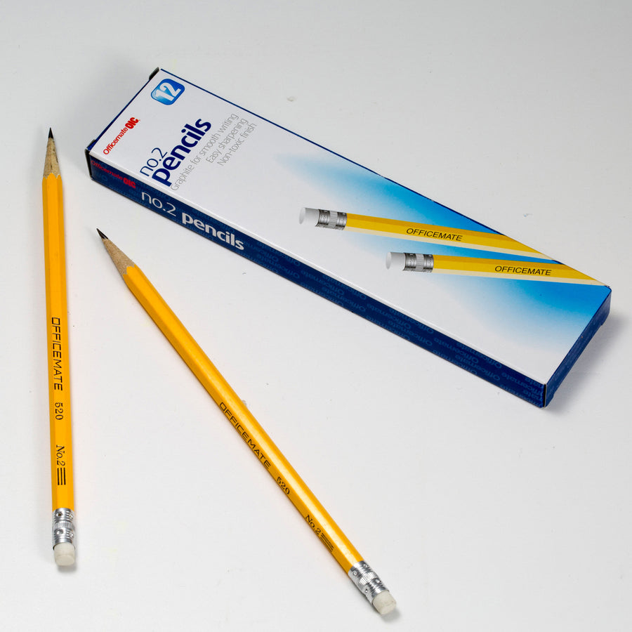 Officemate No. 2 Wood Pencils - #2 Lead - Yellow Wood Barrel - 1 Dozen -