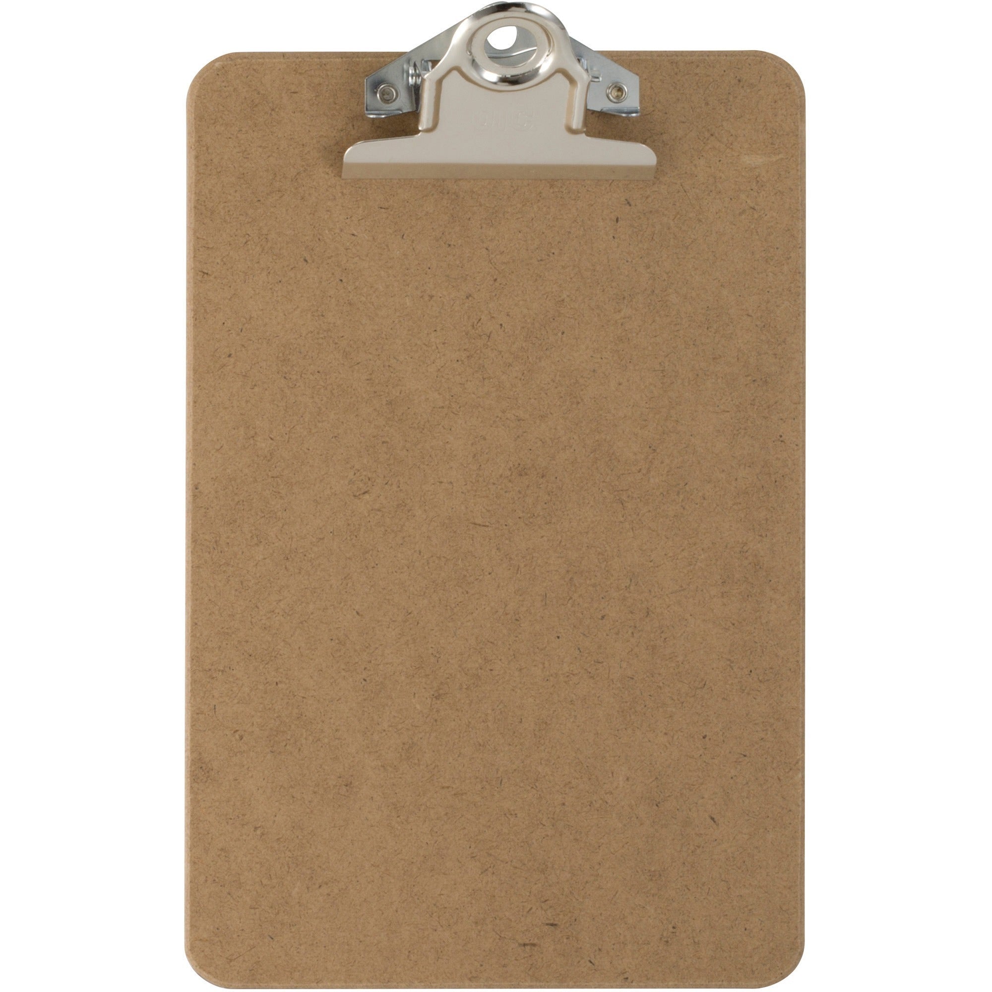 Officemate Hardboard Clipboards - 1" Clip Capacity - 6" x 9" - Clamp - Hardboard - Brown - 1 Each -