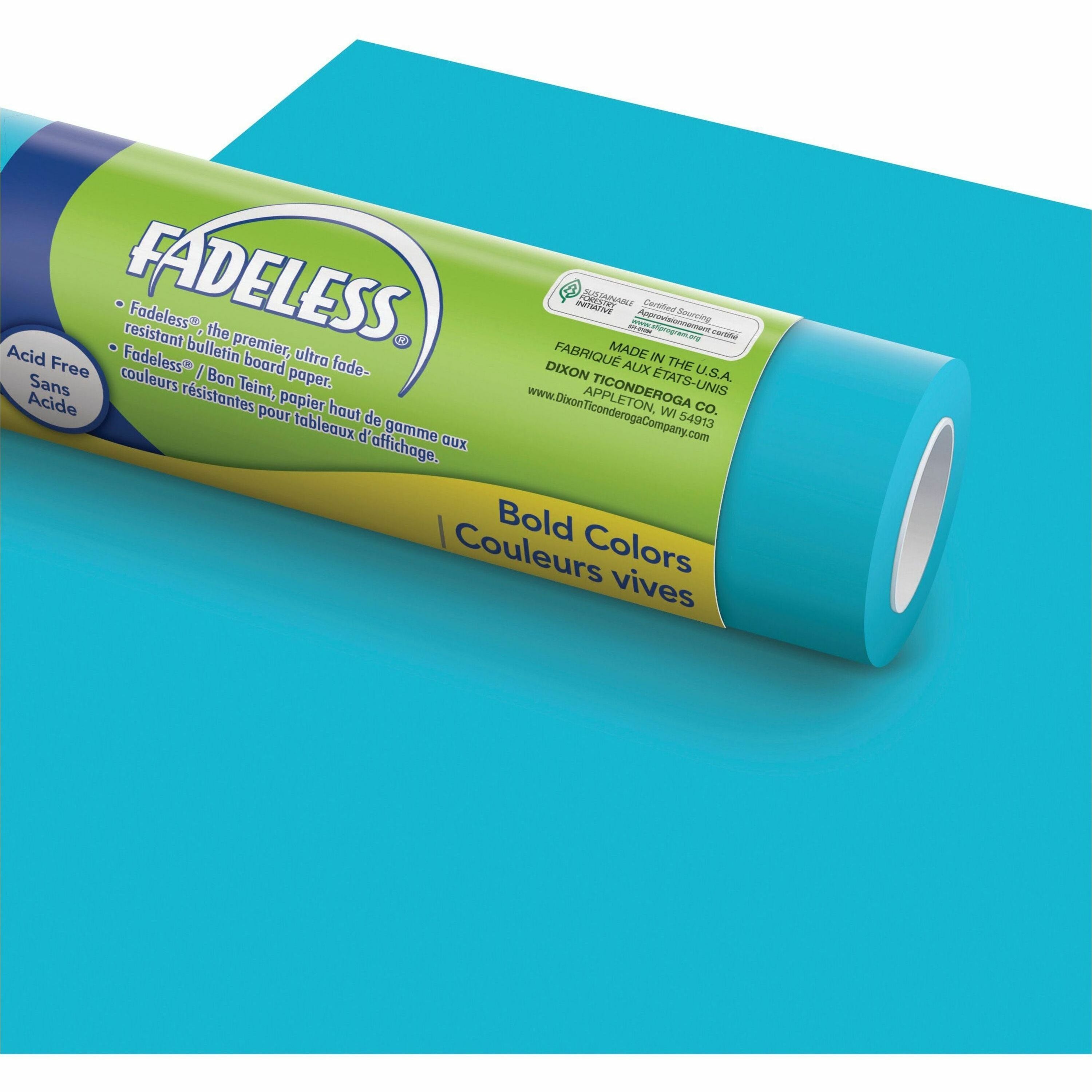 Fadeless Bulletin Board Art Paper - ClassRoom Project, Home Project, Office Project - 48"Width x 50 ftLength - 1 / Roll - Azure Blue -