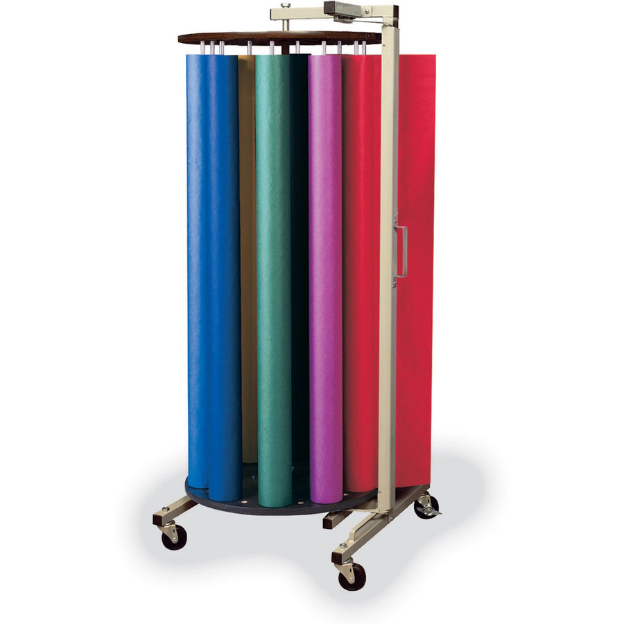 spectra-artkraft-rotary-art-roll-rack-48-roll-width-supported-rotary-mobile-unit-powder-coated-gray-rubber-1-each_pac67542 - 2