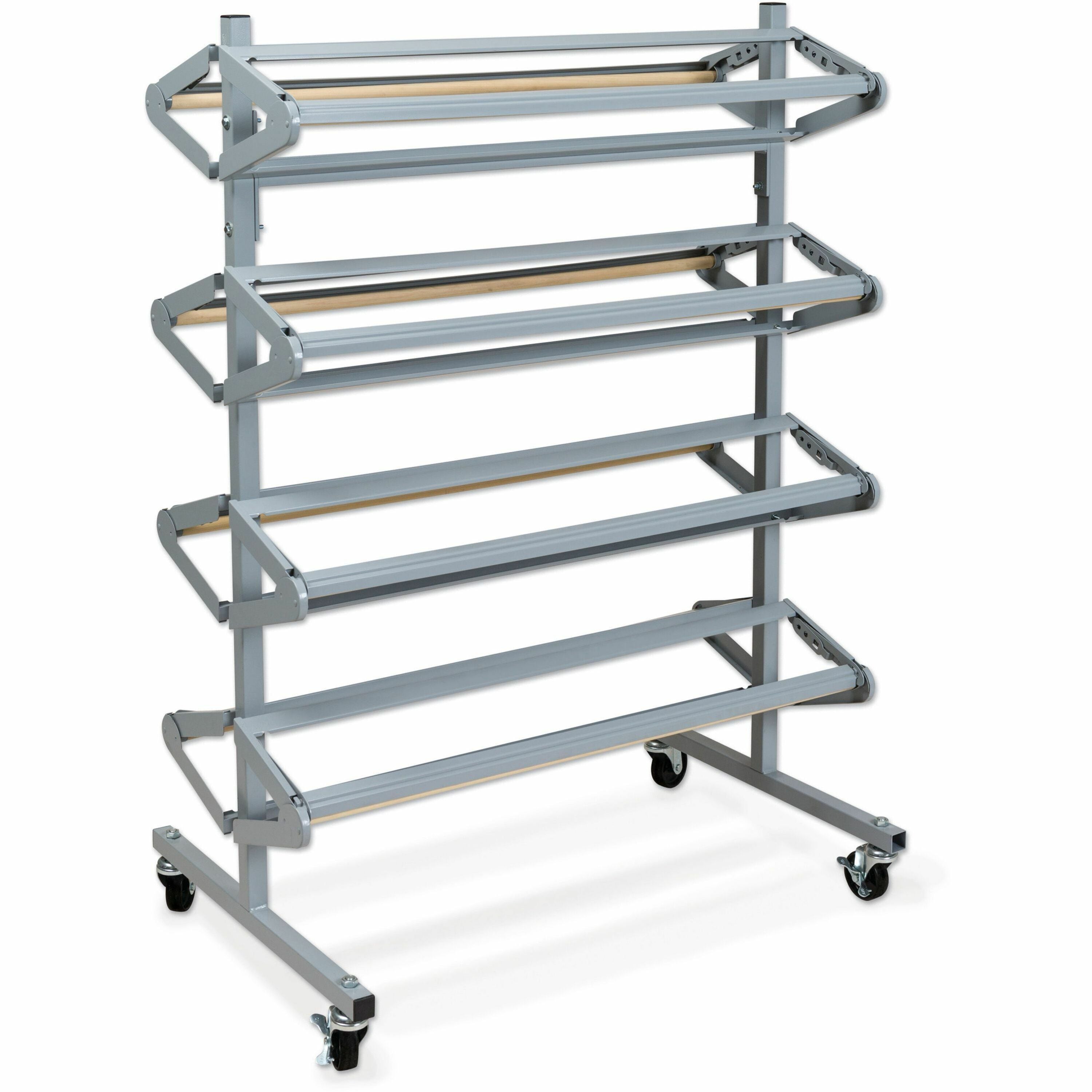Pacon Horizontal Art Paper Roll Dispenser - 36" Roll Width Supported - 9" Roll Diameter Supported - Mobile Unit, Locking Casters, Powder Coated - Gray - Steel - 1 Each - 1