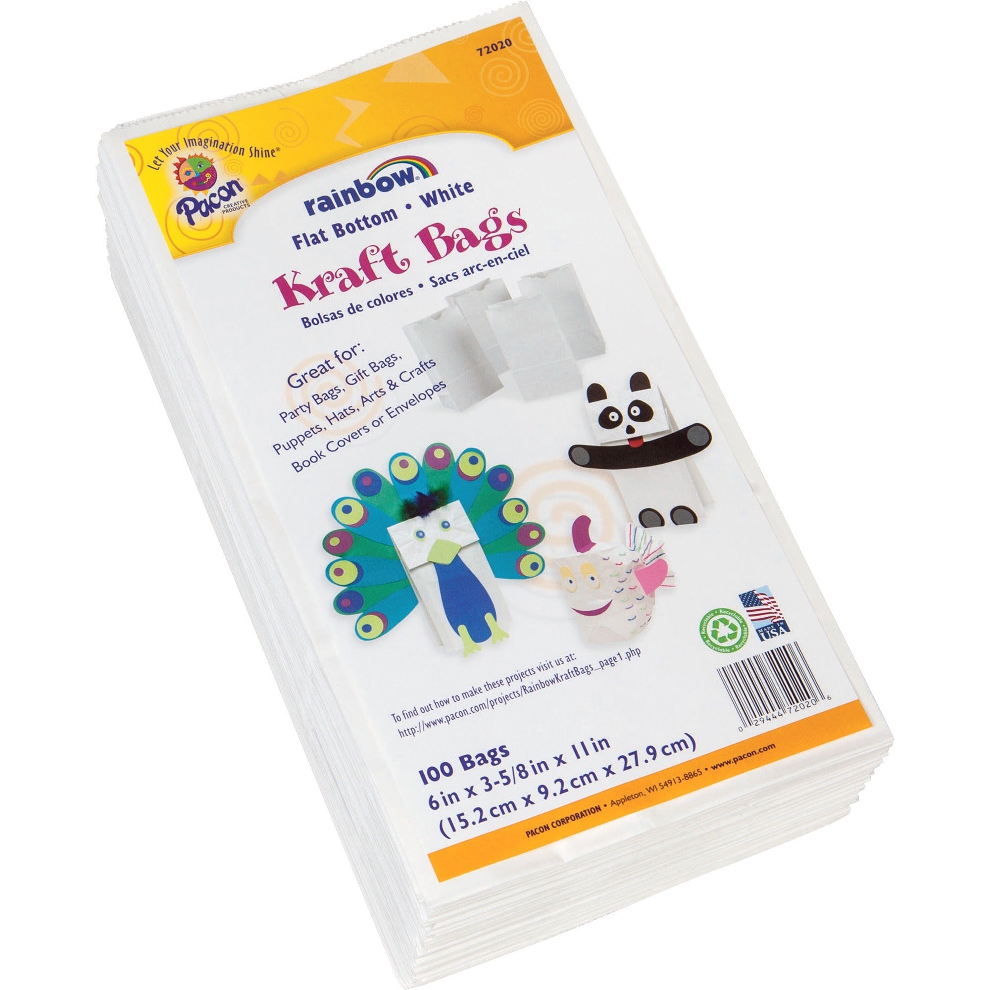creativity-street-kraft-bag-art-project-craft-project-bag-hat-11height-x-6width-100-pack-white-kraft_pac72020 - 1