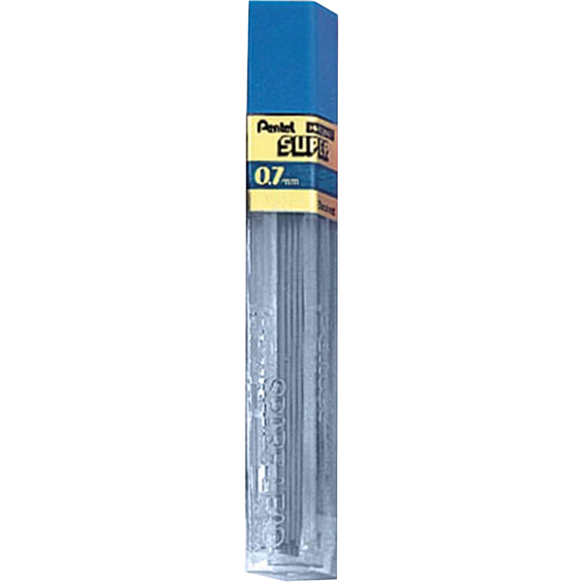 Pentel Super Hi-Polymer Leads - 0.7 mmMedium Point - 2H - Black - 12 / Tube -