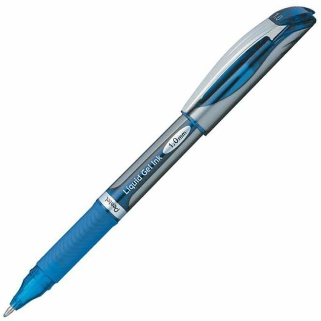 EnerGel EnerGel Deluxe Liquid Gel Pen - Bold Pen Point - 1 mm Pen Point Size - Refillable - Blue Gel-based Ink - Silver Barrel - 1 Each -