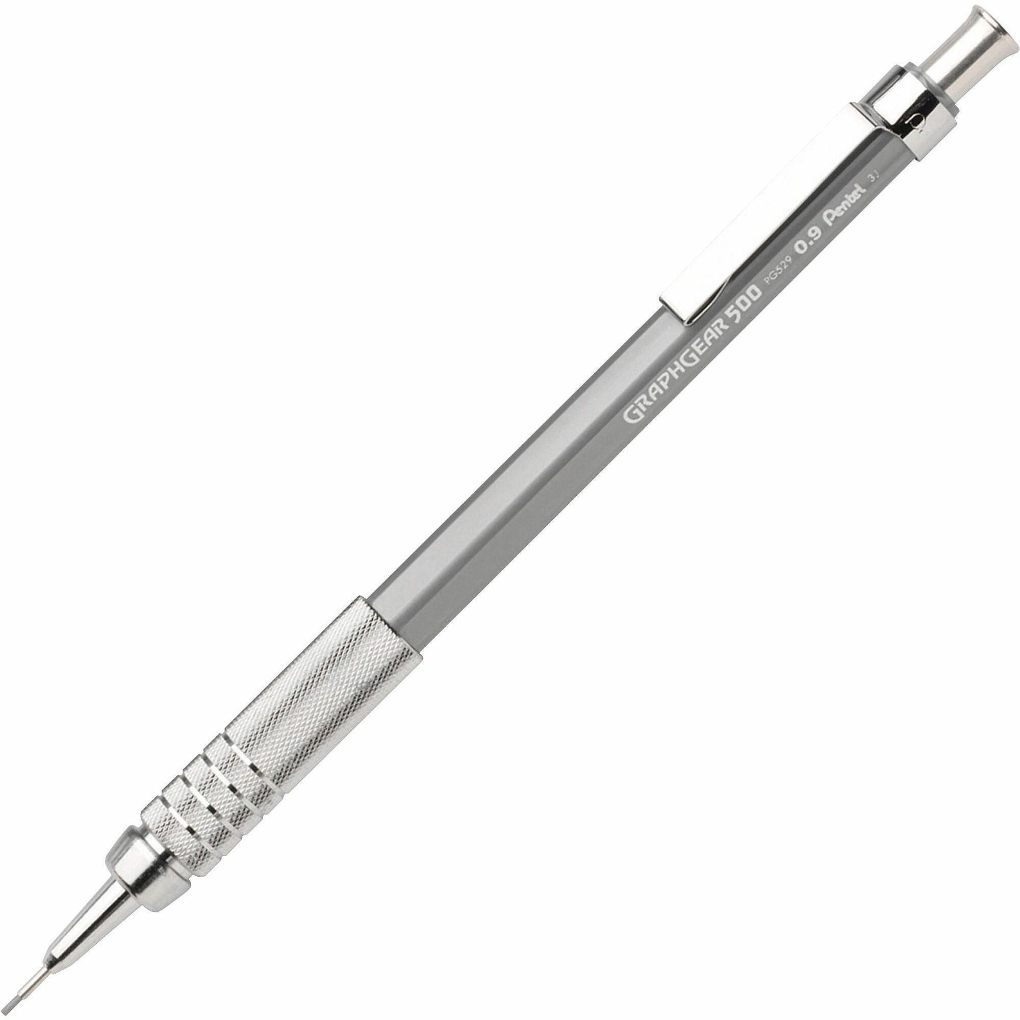 Pentel GraphGear 500 Mechanical Drafting Pencil - HB Lead - 0.9 mm Lead Diameter - Refillable - Gray Barrel - 1 Each -