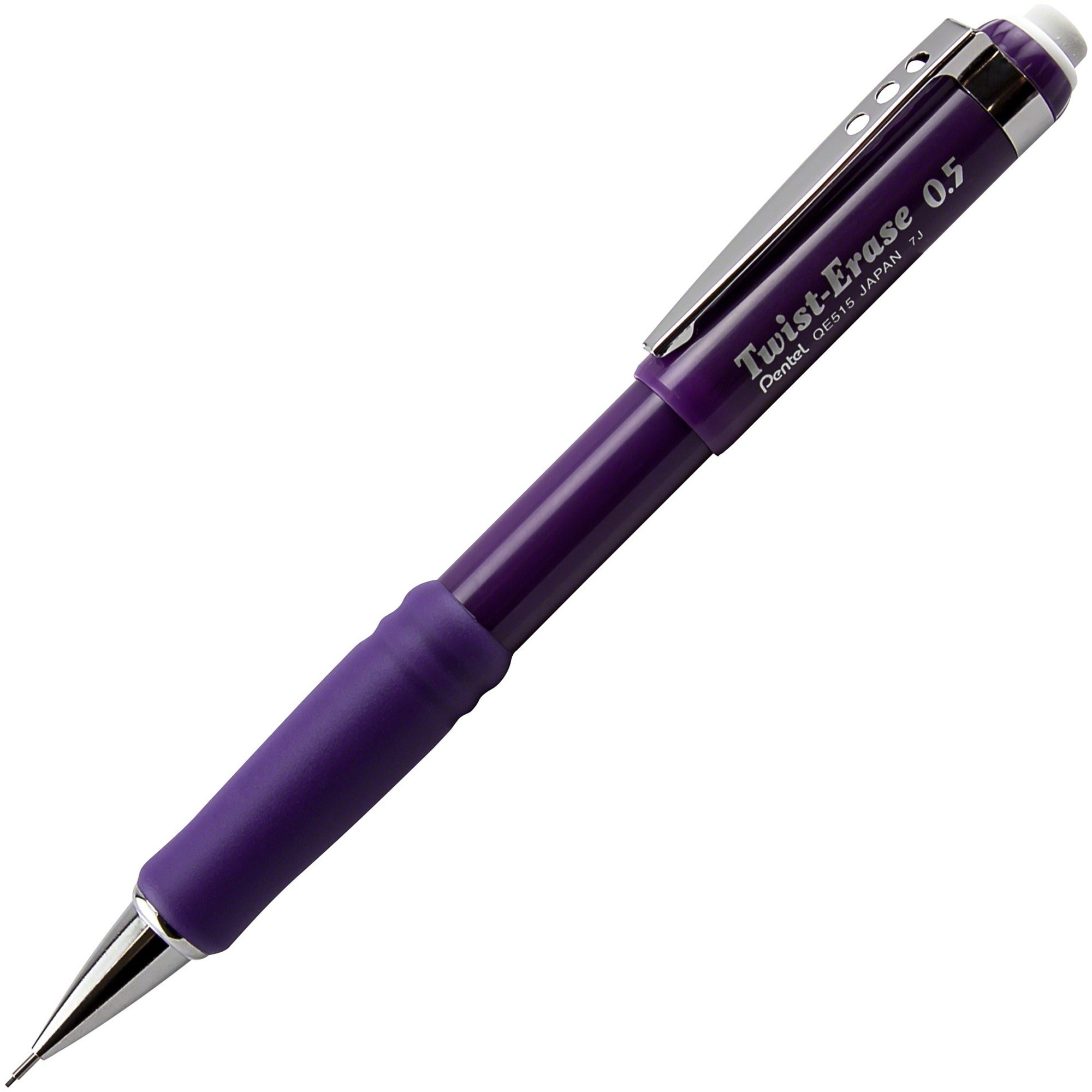 Pentel Twist-Erase III Mechanical Pencils - #2 Lead - 0.5 mm Lead Diameter - Refillable - Black Lead - Violet Barrel - 1 Each -