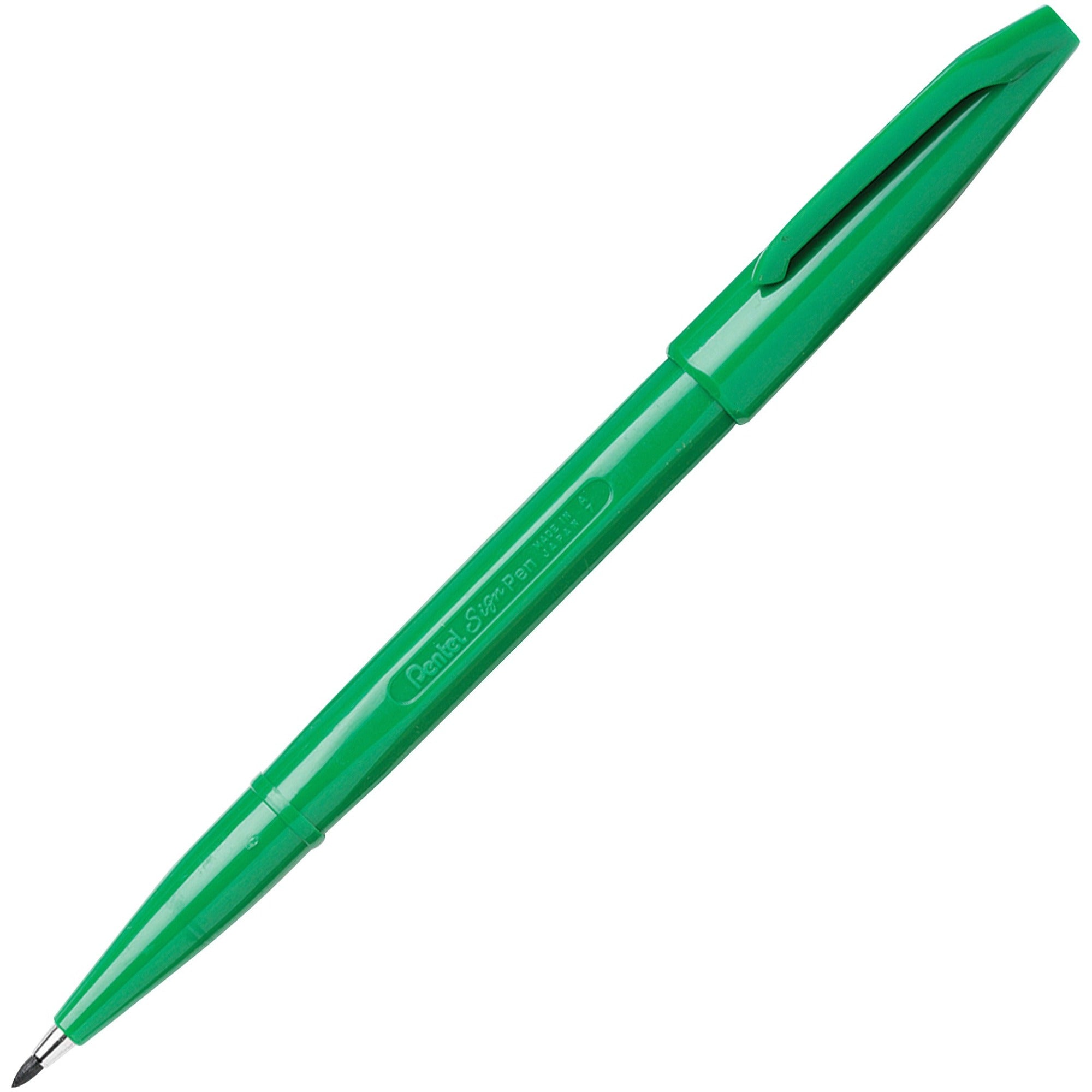 Pentel Fiber-tipped Sign Pens - Bold Pen Point - Green Water Based Ink - Fiber Tip - 1 Dozen -
