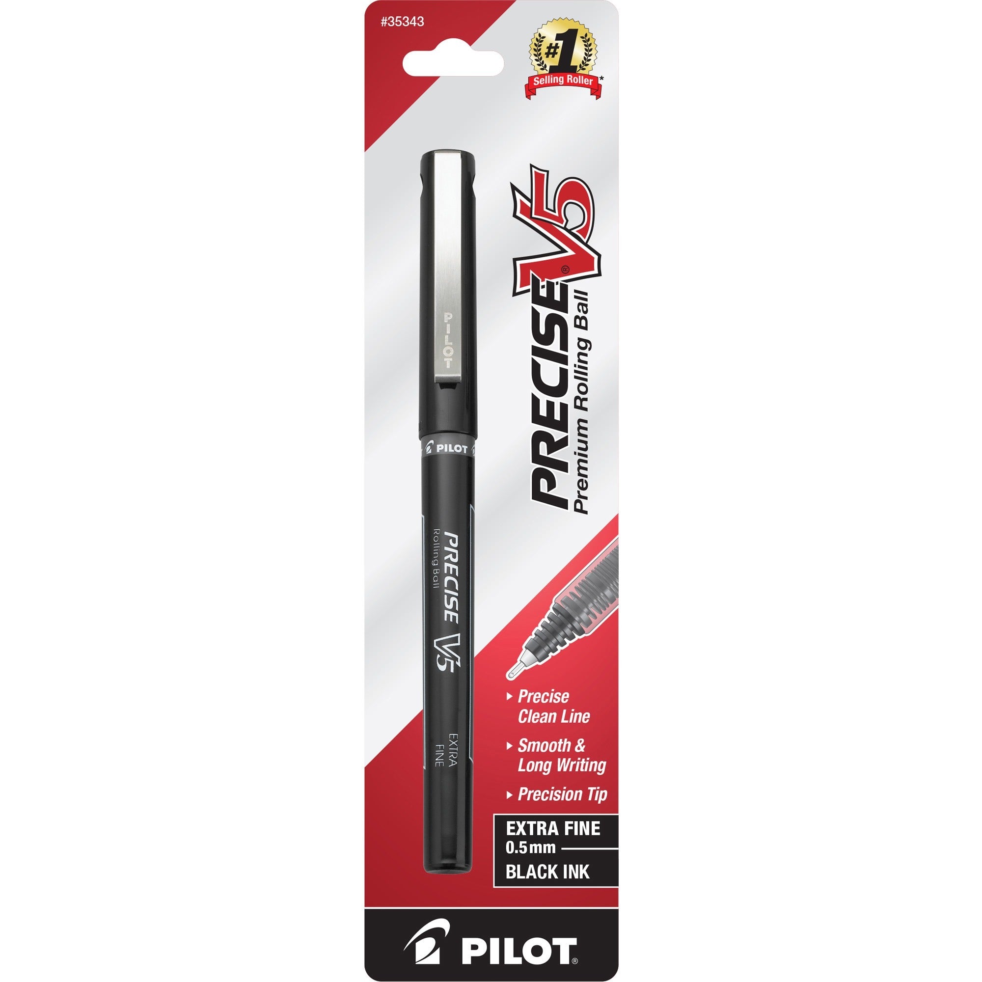 Pilot Precise V5 Premium Rolling Ball Pen - Extra Fine Pen Point - 0.5 mm Pen Point Size - Needle Pen Point Style - Black - Black Barrel - 1 / Pack -