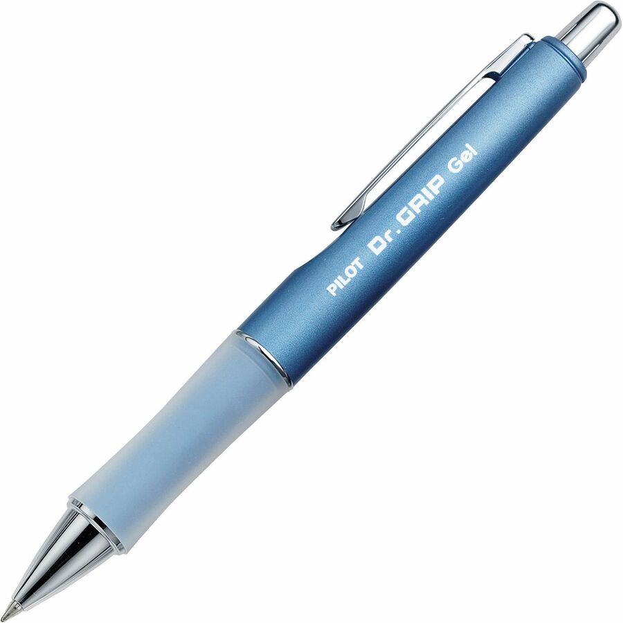 Pilot Dr. Grip Retractable Gel Rollerball Pens - Fine Pen Point - 0.7 mm Pen Point Size - Refillable - Retractable - Black Gel-based Ink - Ice Blue Barrel - 1 Each -