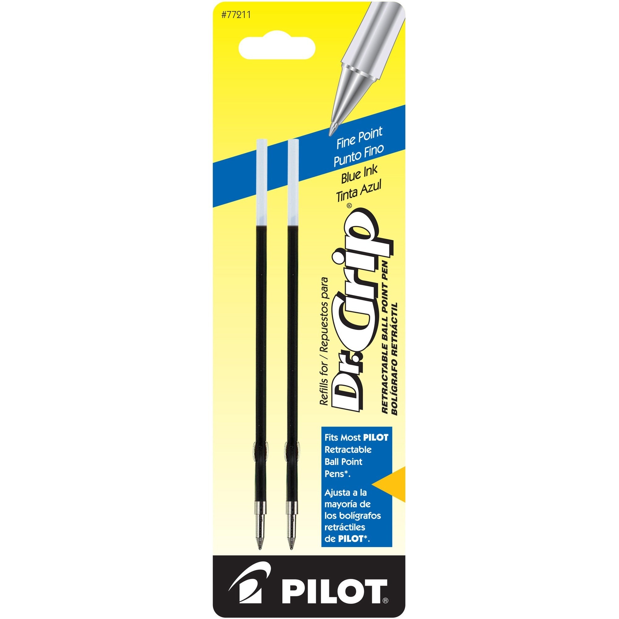 Refill for Dr. Grip, Easytouch, B2P and Rex Grip BeGreen Retractable Ballpoint Pens, Fine Conical Tip, Blue Ink, 2/Pack - 1