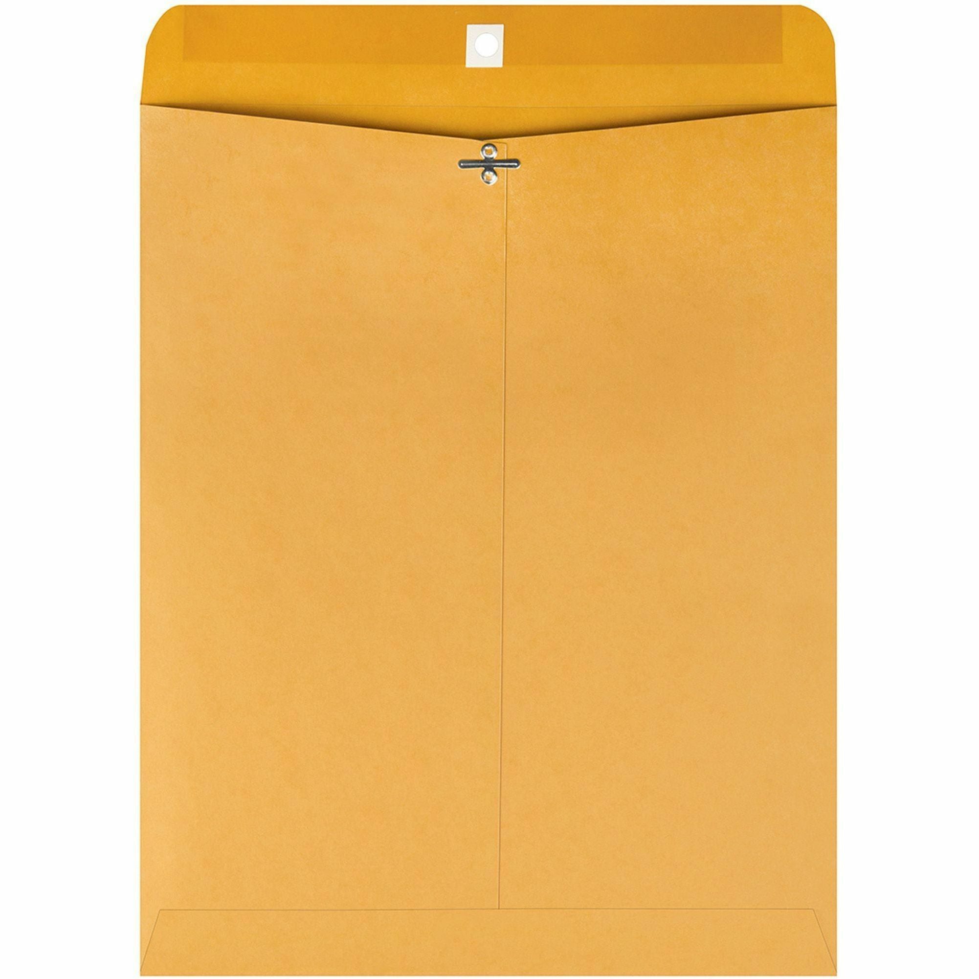 Quality Park 11-1/2 x 14-1/2 Clasp Envelopes with Deeply Gummed Flaps - Clasp - #105 - 11 1/2" Width x 14 1/2" Length - 28 lb - Gummed - Kraft - 100 / Box - Kraft -