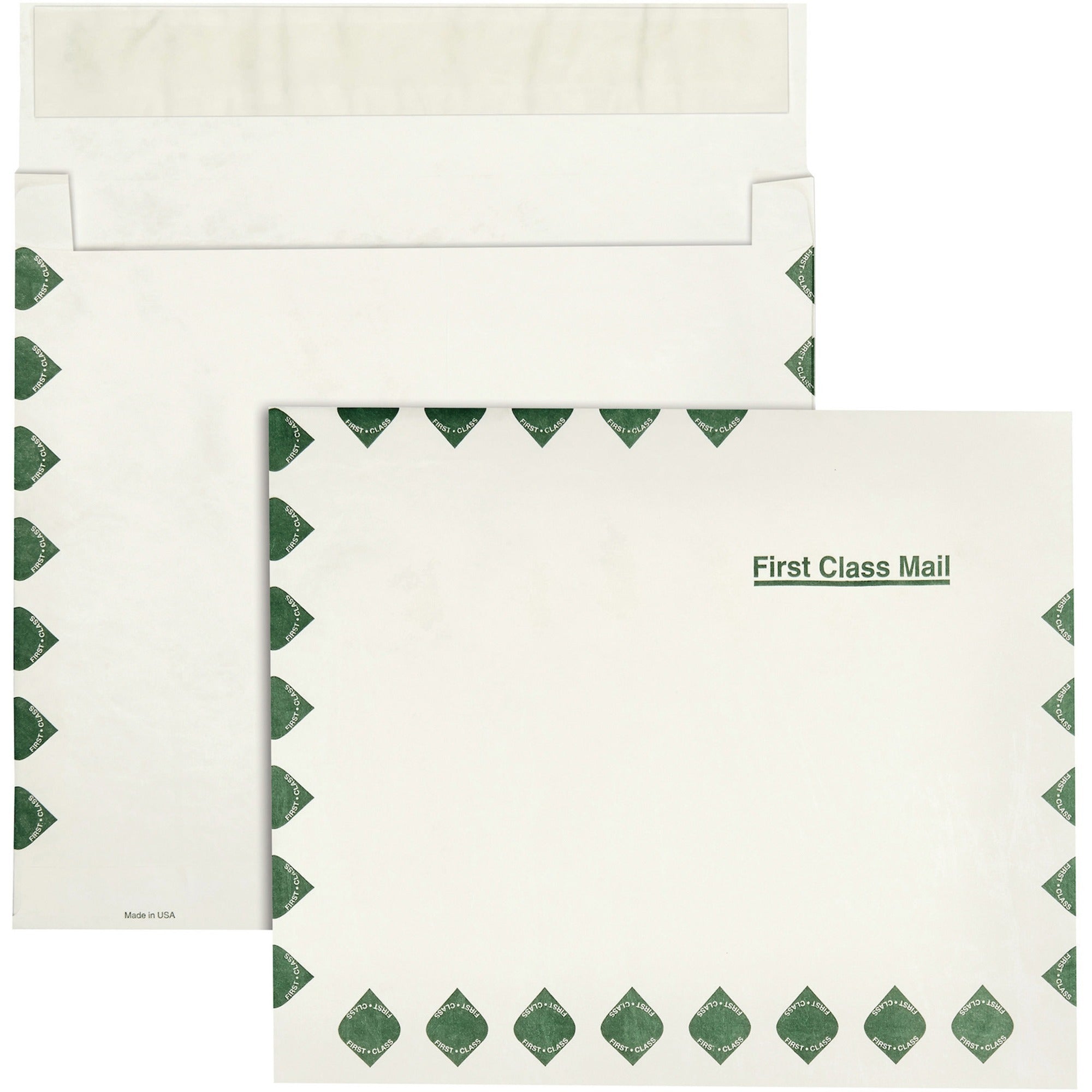 Survivor 10 x 13 x 2 DuPont Tyvek Expansion First Class Border Mailers - First Class Mail - 10" Width x 13" Length - 2" Gusset - 14 lb - Self-sealing - Tyvek - 100 / Carton - White -