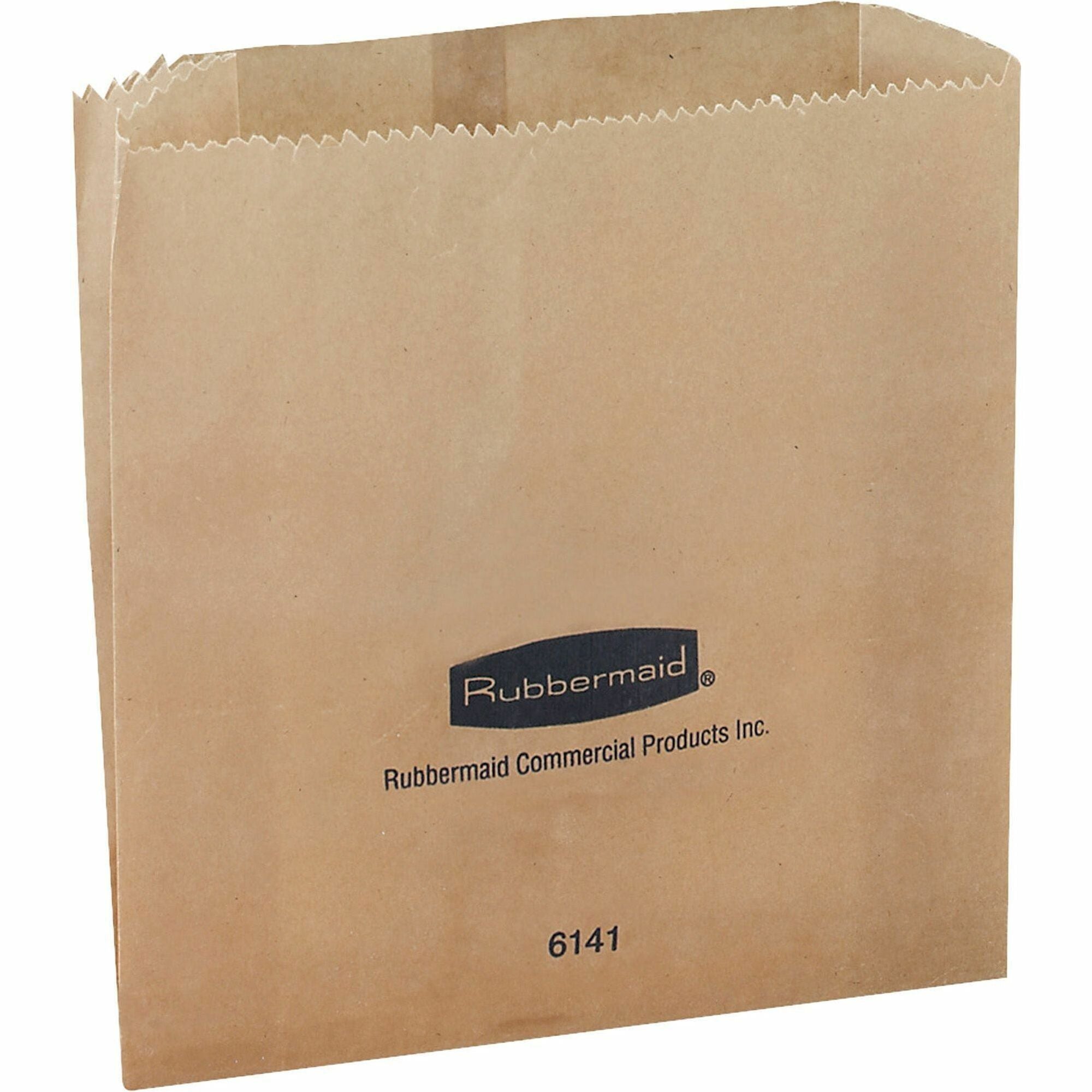 Rubbermaid Commercial Waxed Receptacle Bags - Kraft Paper - 250/Carton -