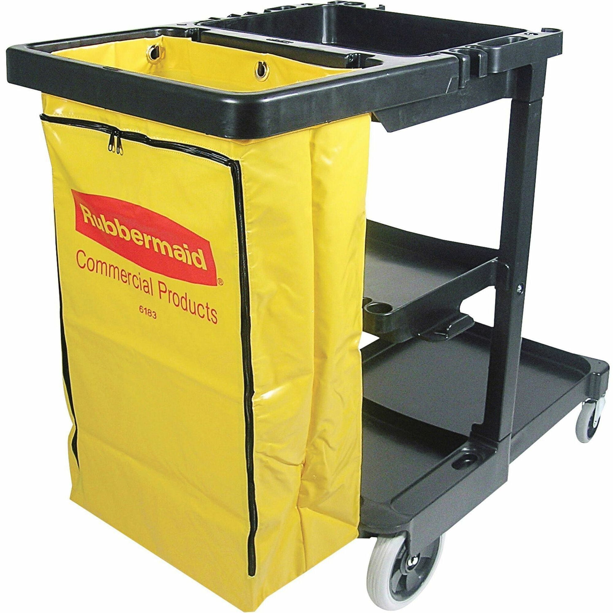 Rubbermaid Janitor Cart With Zipper Yellow Vinyl Bag, Sold as 1 Each - 1