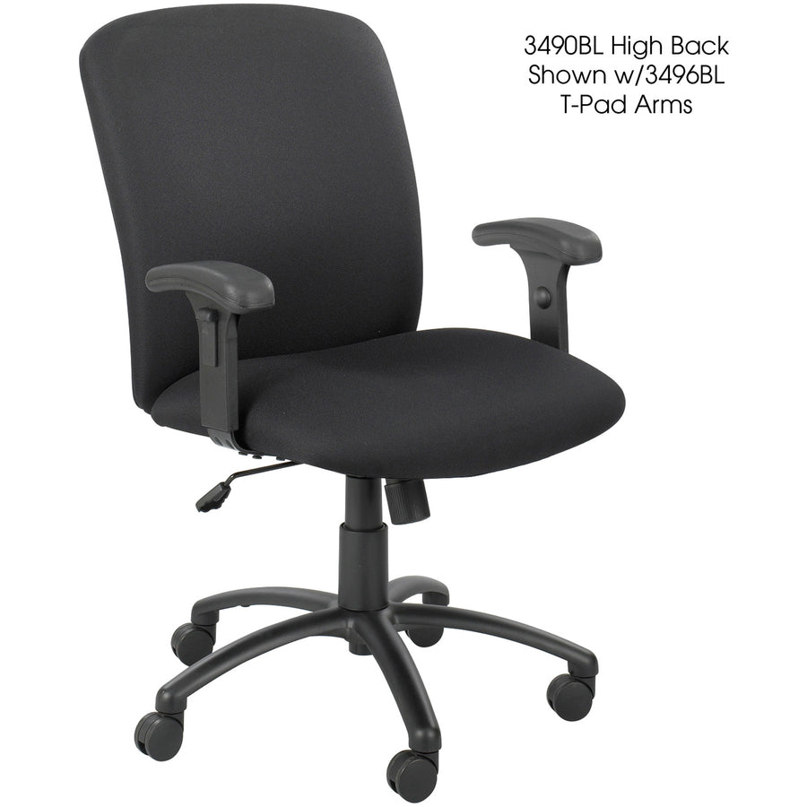 Safco Big & Tall Executive High-Back Chair - Black Foam, Polyester Seat - Polyester Back - Black Steel Frame - 5-star Base - Black - 1 Each -