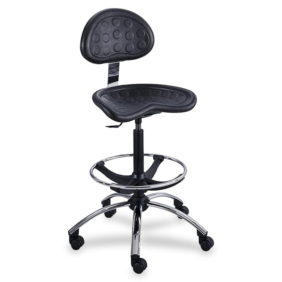 Safco Sitstar Height Adjustable Stool - Polyurethane Seat - Metal Frame - 5-star Base - Black - 1 Each -