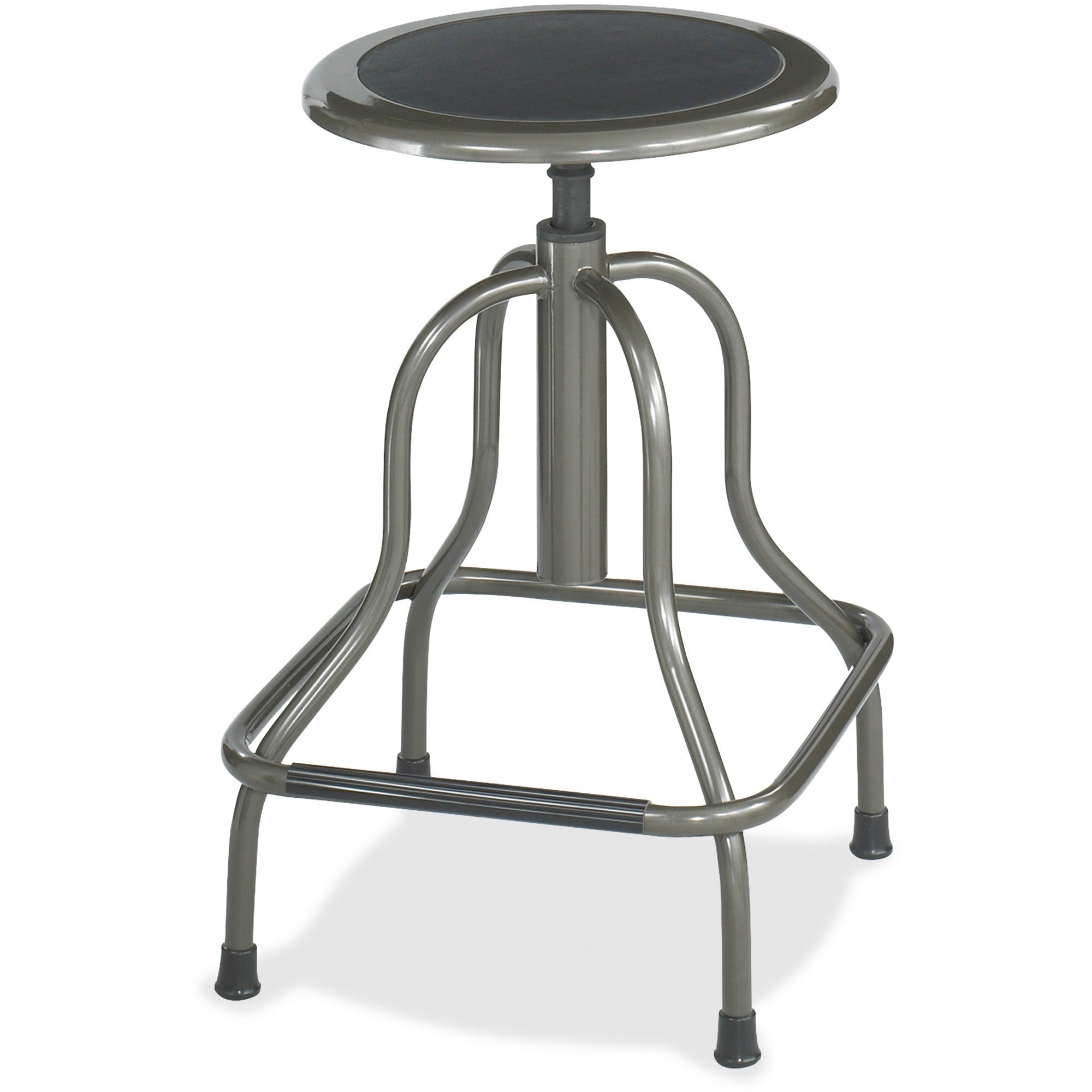 Safco Diesel Series High Base Stool with out Back - Leather Seat - Steel Frame - Pewter - 1 Each -