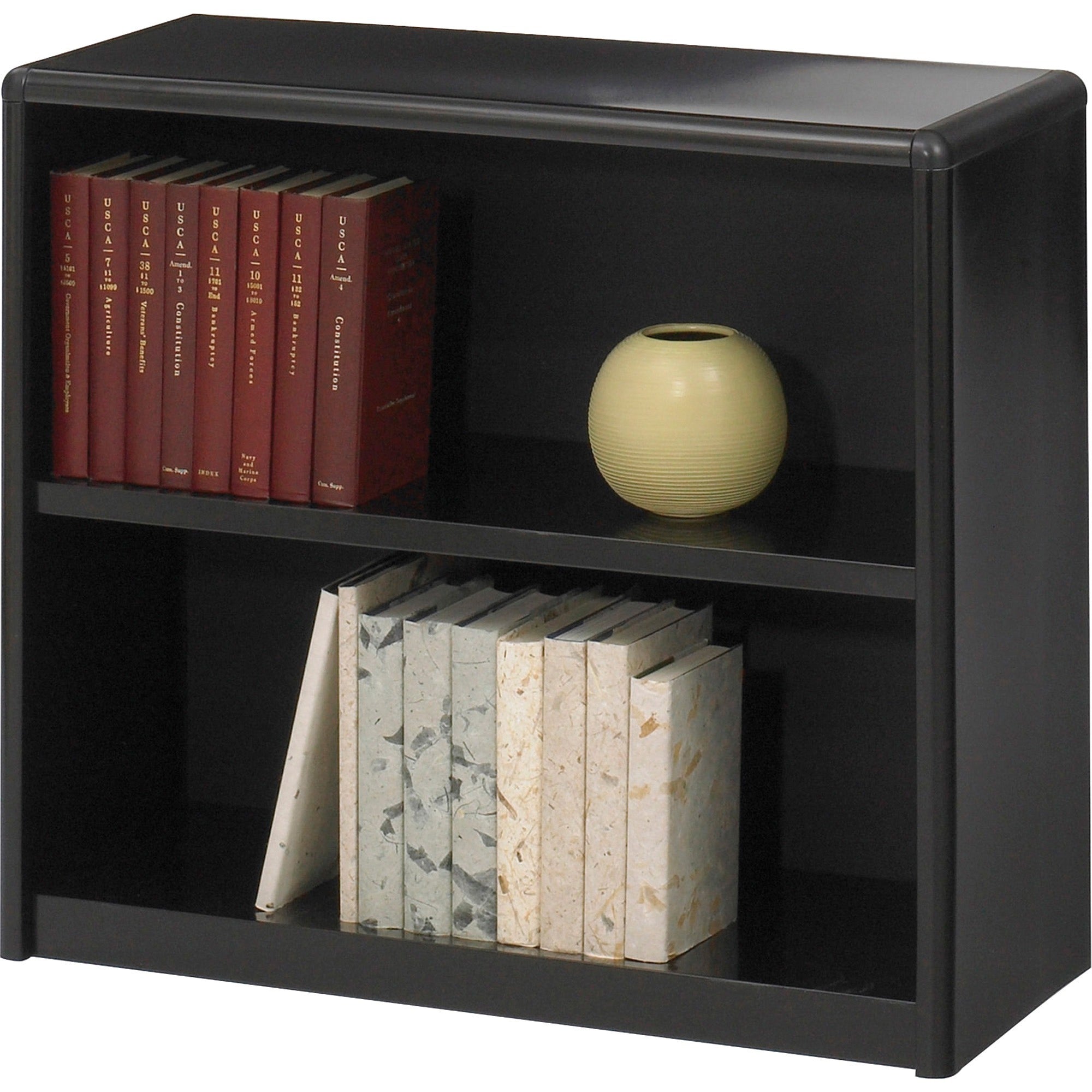 Safco ValueMate Bookcase - 31.8" x 13.5" x 28" - 2 x Shelf(ves) - Black - Steel, Fiberboard, Plastic - Assembly Required -
