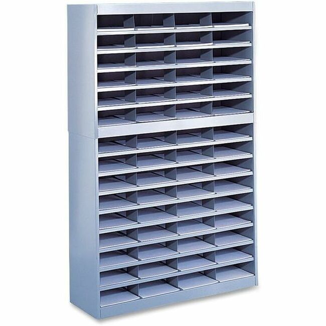 safco-e-z-stor-steel-literature-organizers-750-x-sheet-60-compartments-compartment-size-3-x-9-x-1225-60-height-x-375-width-x-128-depth-50%-recycled-enamel-gray-steel-fiberboard-1-each_saf9231grr - 1